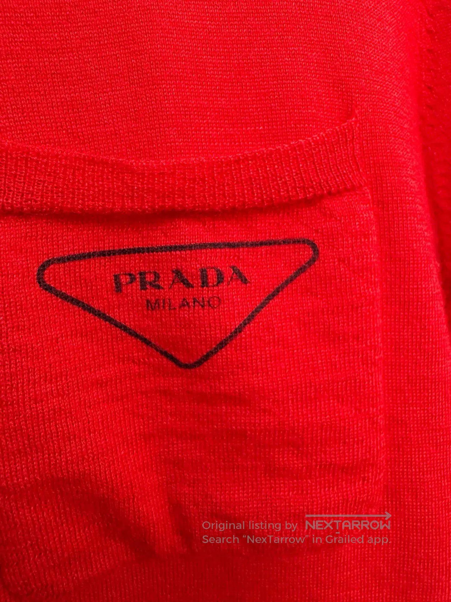 Prada Prada Red Triangle Logo Knit Short Sleeve. Size US M / EU 48-50 / 2 - 3 Thumbnail