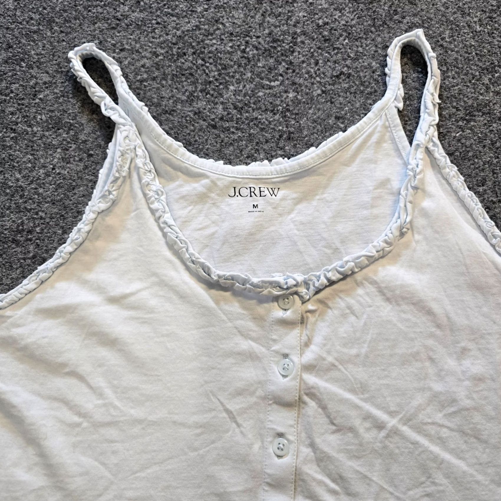 J.Crew J.CREW Top Womens Medium White Ruffle Tank Cami Shell Base Layer Capulet? Size M / US 6-8 / IT 42-44 - 2 Thumbnail