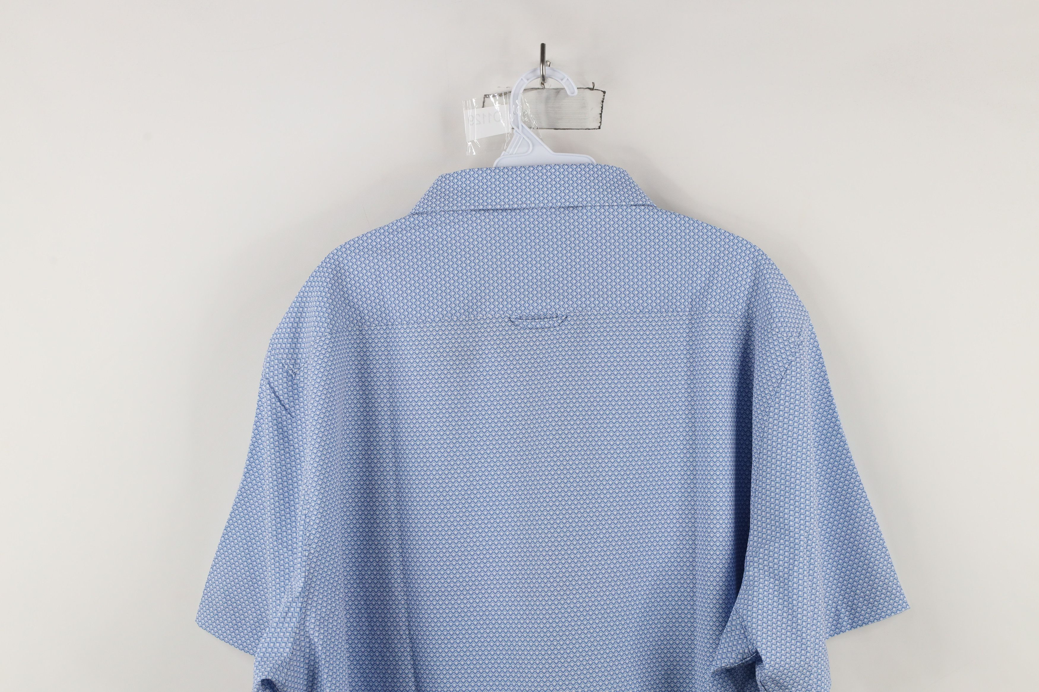 Vintage New 7 Diamonds 4 Way Stretch Short Sleeve Button Shirt Blue Size US XXL / EU 58 / 5 - 11 Thumbnail