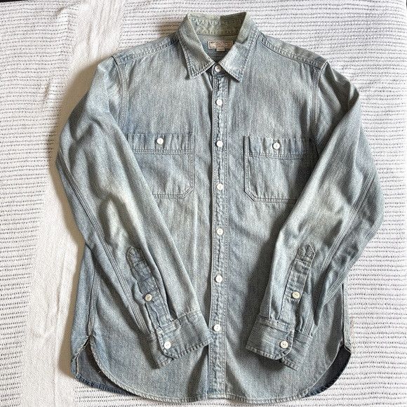 J.Crew Light Wash Denim Work Shirt Workshirt Size US M / EU 48-50 / 2 - 4 Thumbnail