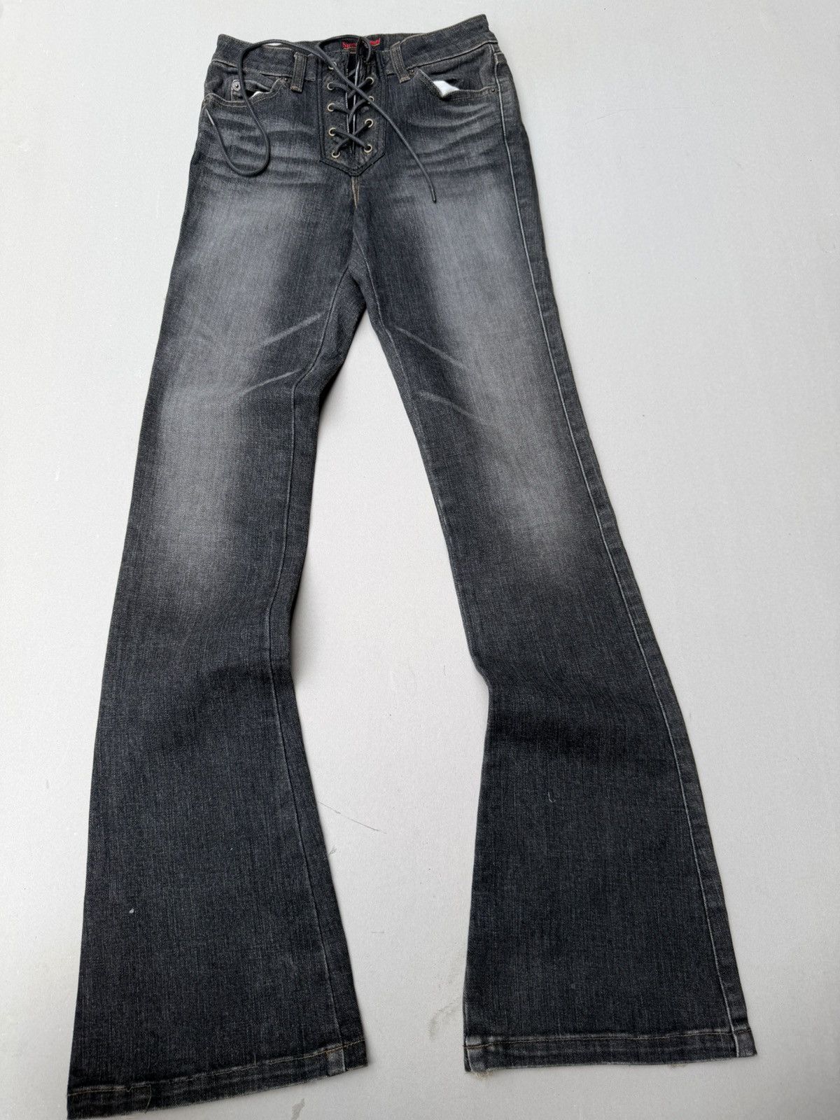 Japanese Brand Sweat camel lace up flare jeans Size US 26 / EU 42 - 1 Thumbnail