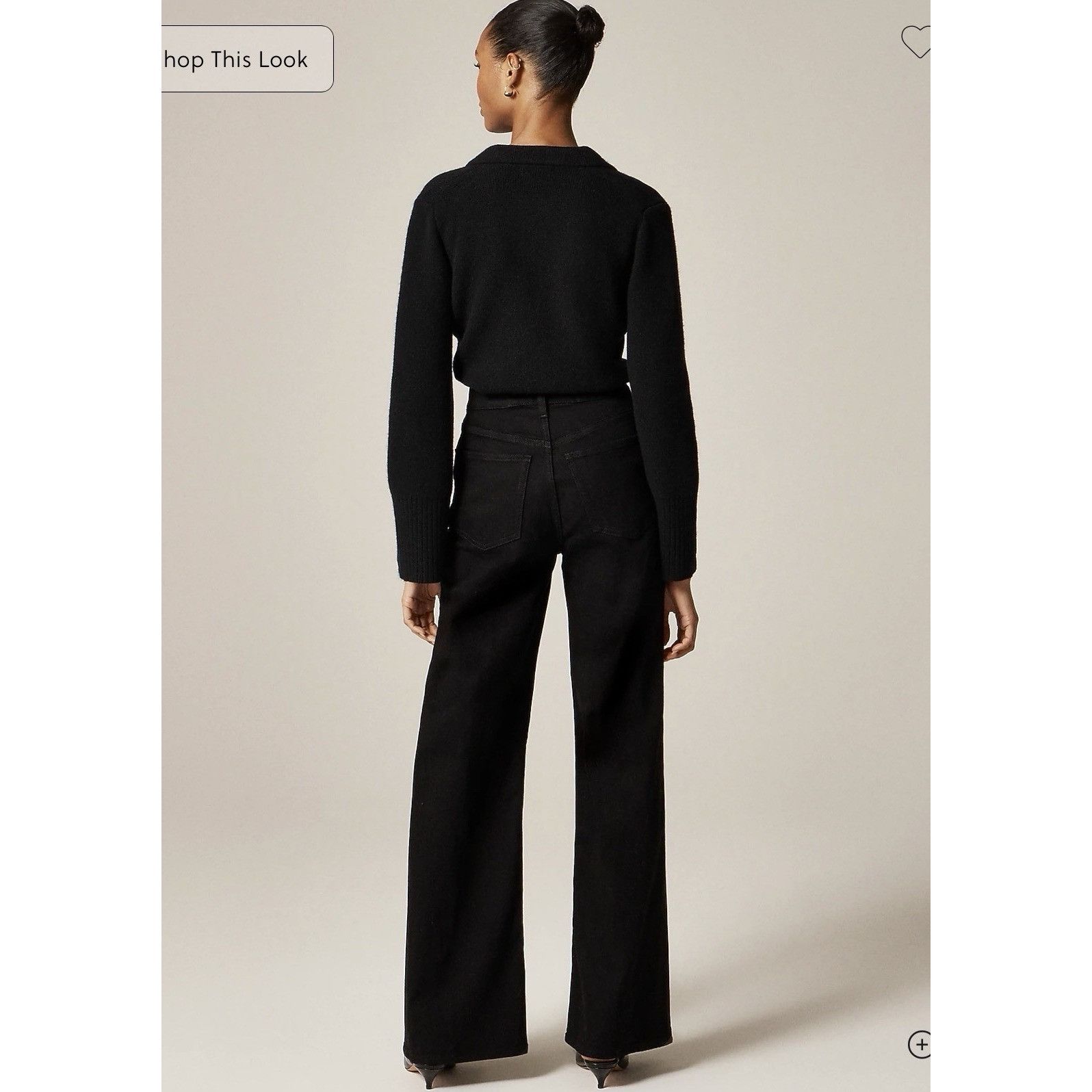 J.Crew J.Crew Womens Denim Trouser Wide Leg Jean Black High Rise Sz Size 31" - 3 Thumbnail