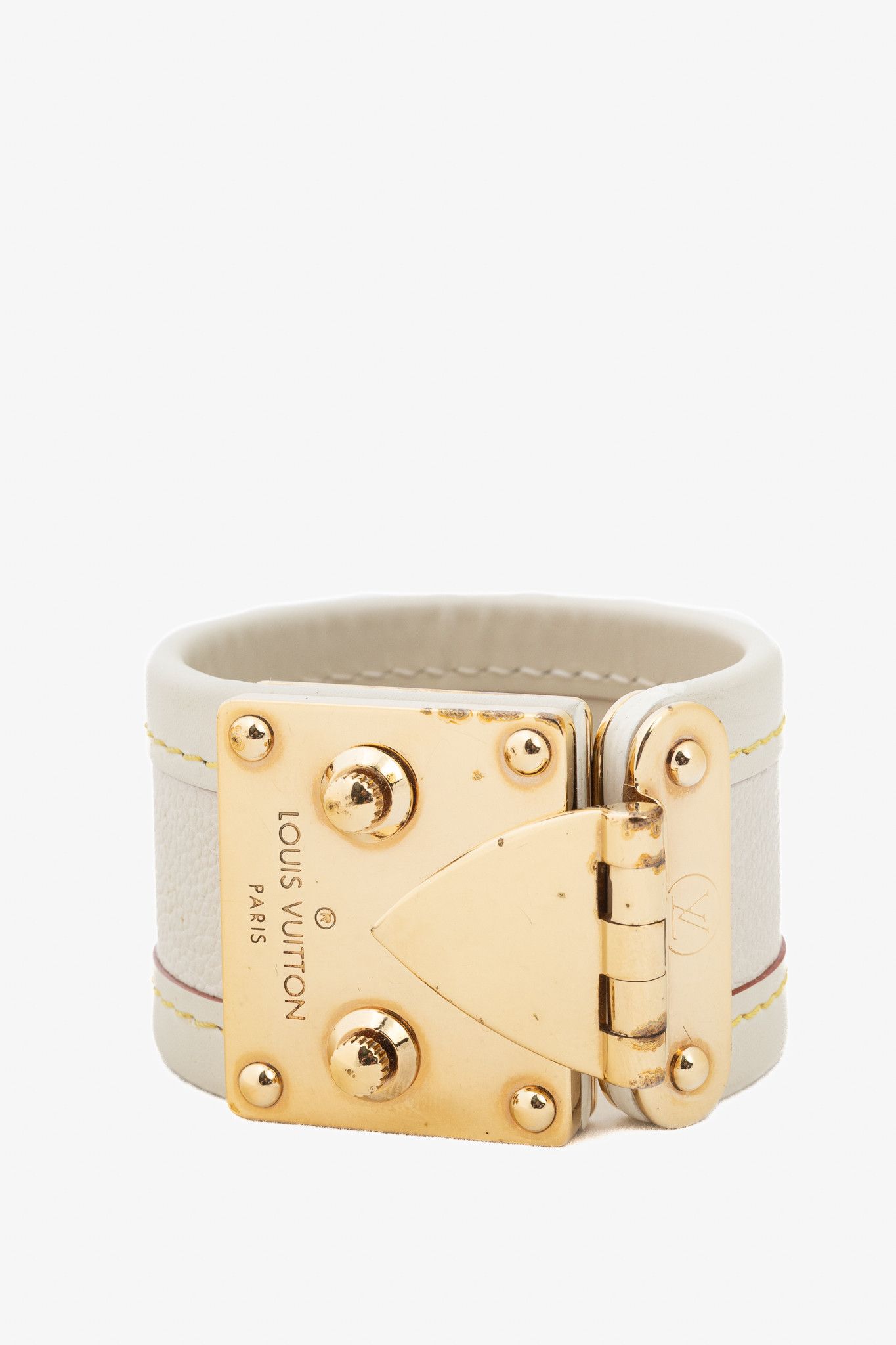Louis Vuitton Louis Vuitton Suhali White Leather S-Lock Bracelet Size ONE SIZE - 2 Thumbnail