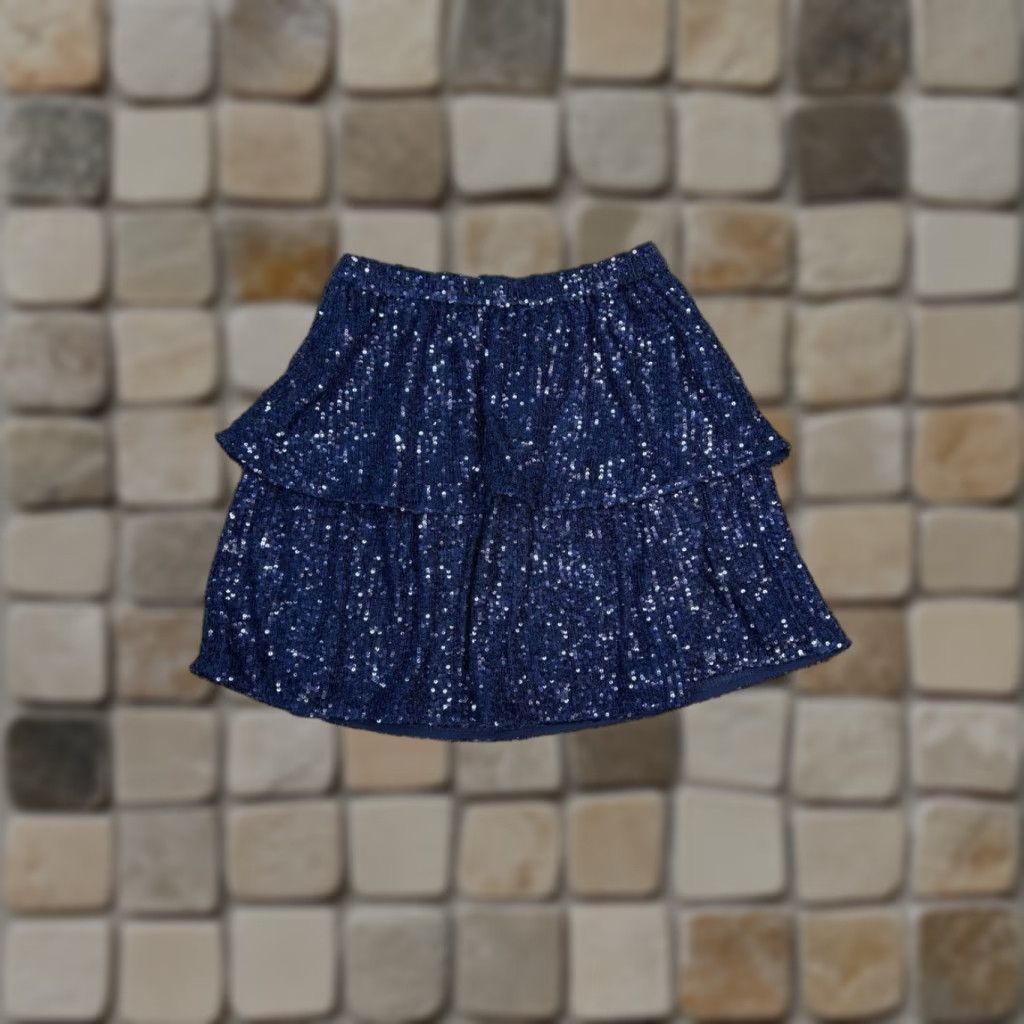 Vineyard Vines Vineyard Vines Skirt Women Medium Blue A Line Tiered Sequin Ruffle Lined Stretch Size 32" / US 10 / IT 46 - 1 Thumbnail