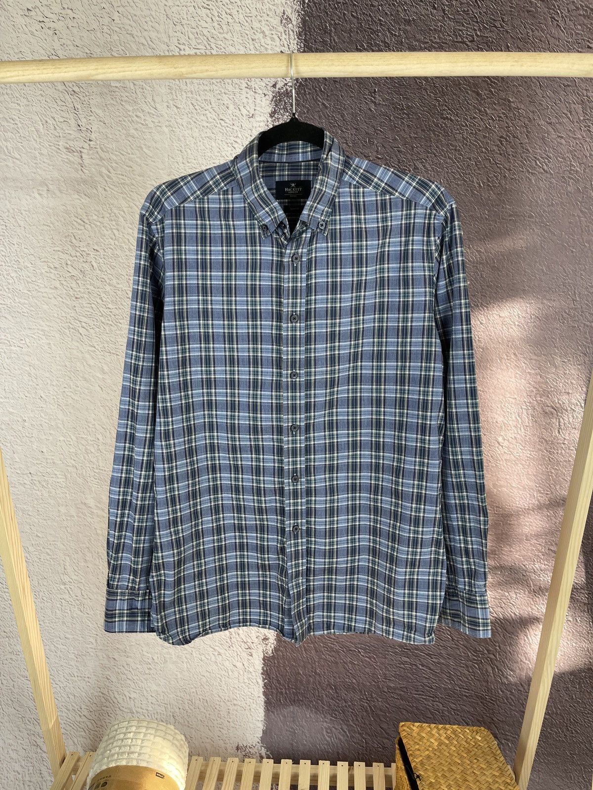 Hackett Hackett London Melange Poplin Check slim fit shirt LS Size US S / EU 44-46 / 1 - 1 Thumbnail