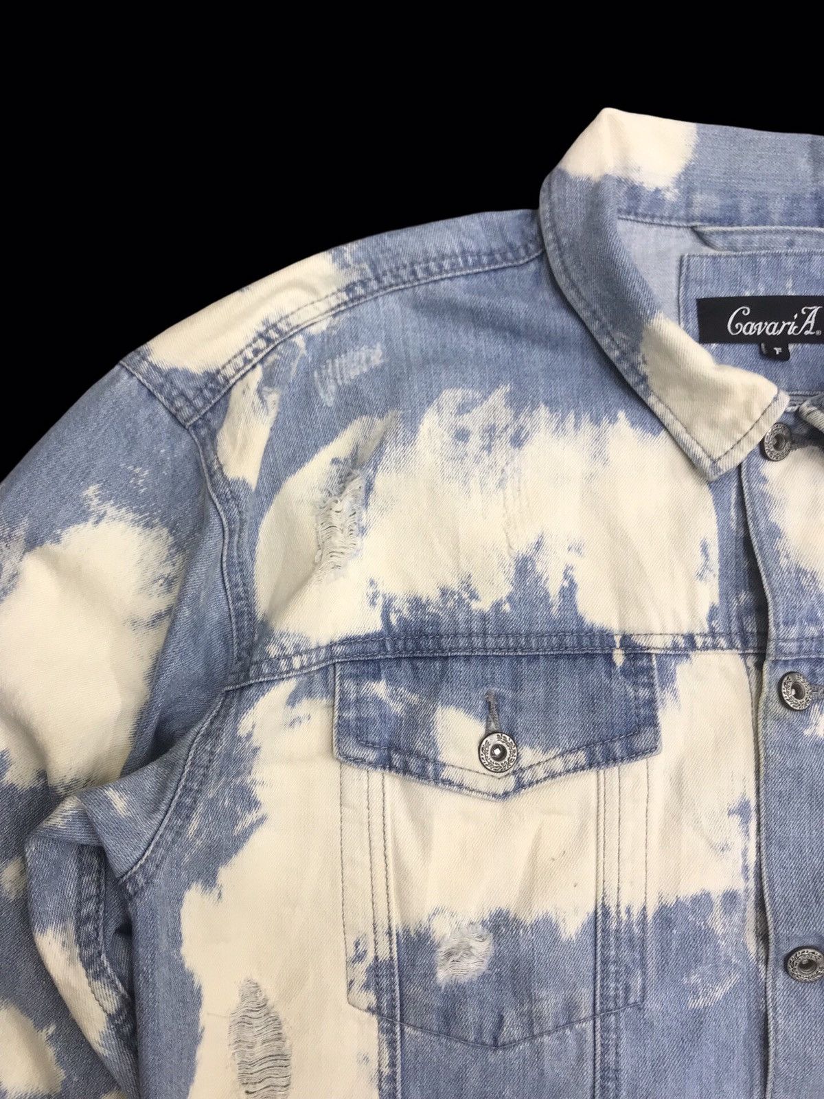 Japanese Brand 💥DENIM ART💥CavariA Rare Bleached Japan Trucker Denim F229 Size US XL / EU 56 / 4 - 7 Thumbnail