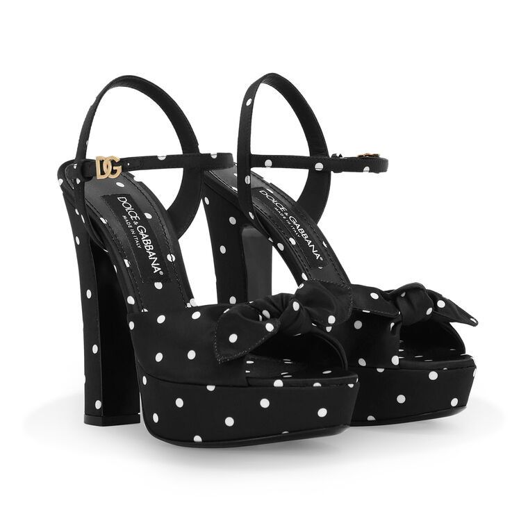 Dolce & Gabbana o1s22i1n1024 Keira Polka Dot Platform Sandals in Black Size US 8 / IT 38 - 2 Thumbnail