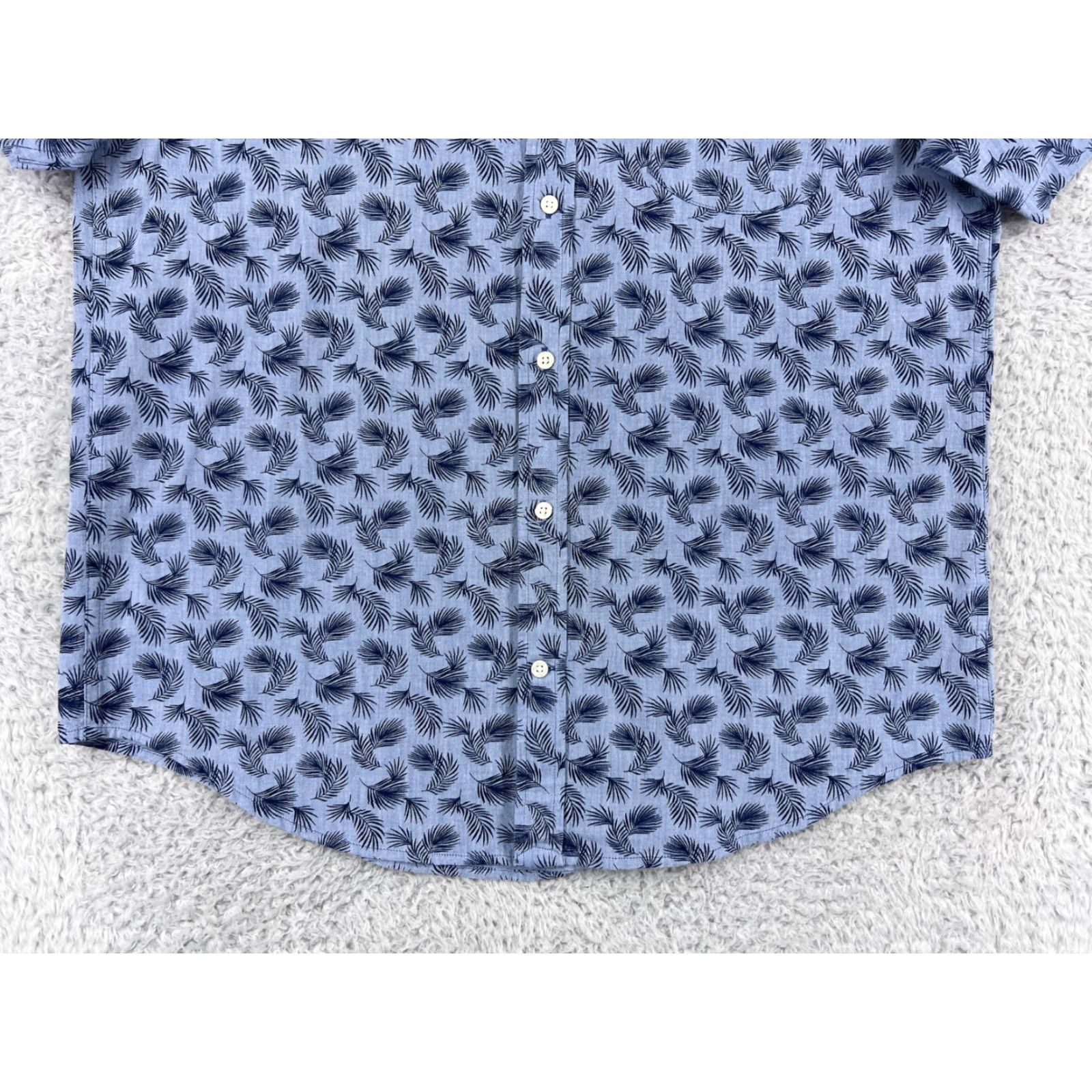 Lands' End Lands' End Shirt Mens Large Blue Palm Leaf Pattern Hawaiian Cotton Button Up Shirt Men Size US L / EU 52-54 / 3 - 6 Thumbnail