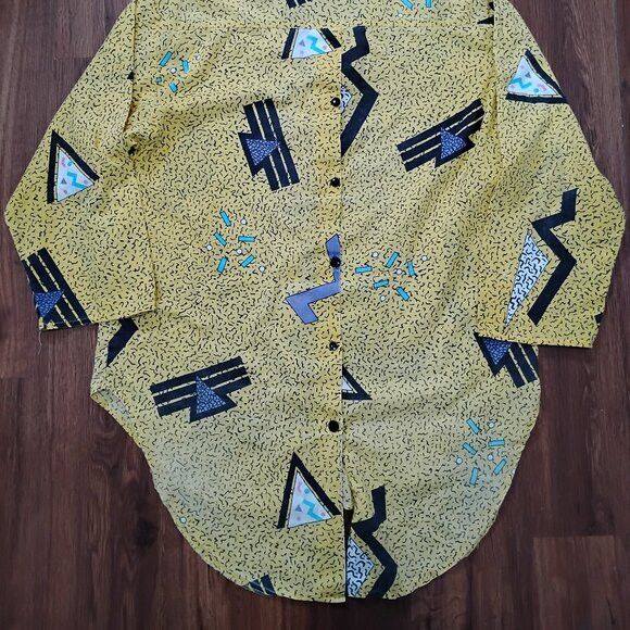 Other Vintage 80s Sweet For Two Abstract Geometric Button Shirt Size M / US 6-8 / IT 42-44 - 8 Thumbnail