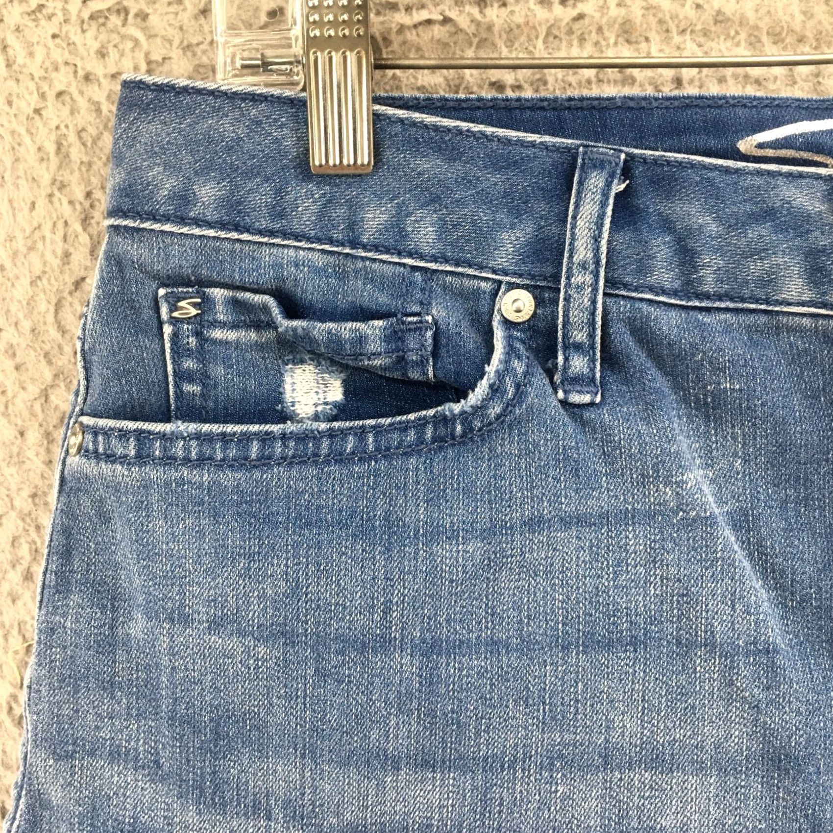 Vintage Seven Bermuda Shorts Womens 8 Blue Denim Mid Rise Casual Zip Fly Shirt (incorrect) Size 30" / US 8 / IT 44 - 4 Thumbnail