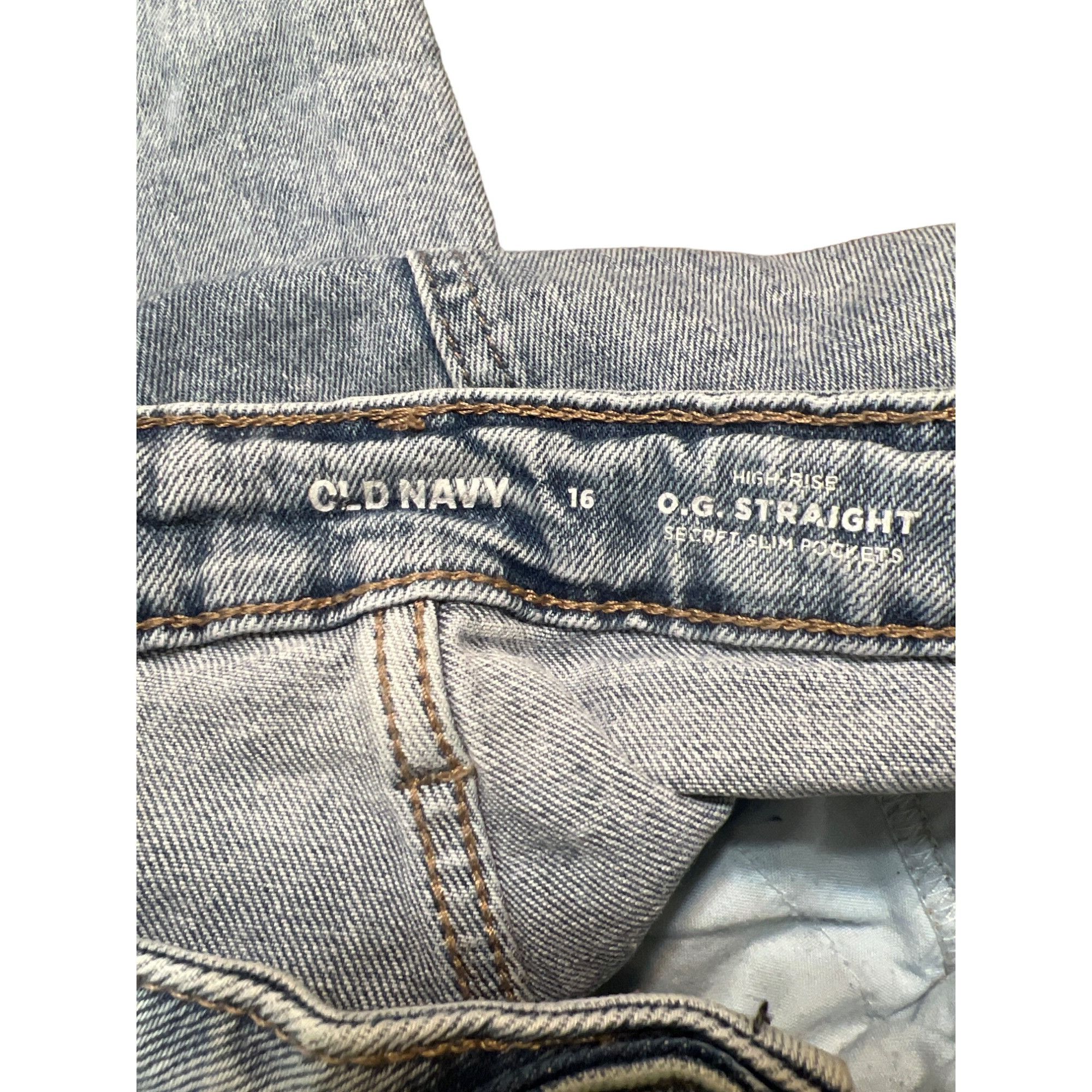 Old Navy Old Navy O.G. Straight High-Rise Blue Denim Jeans Secret Sli Size 38" / US 16 / IT 52 - 5 Thumbnail