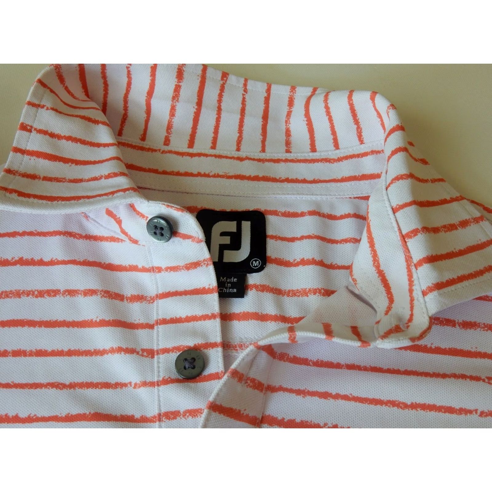 Footjoy FootJoy Polo Shirt Striped Orange Men M Short Sleeve Polyester Size M Shirt Mens Size US M / EU 48-50 / 2 - 5 Thumbnail
