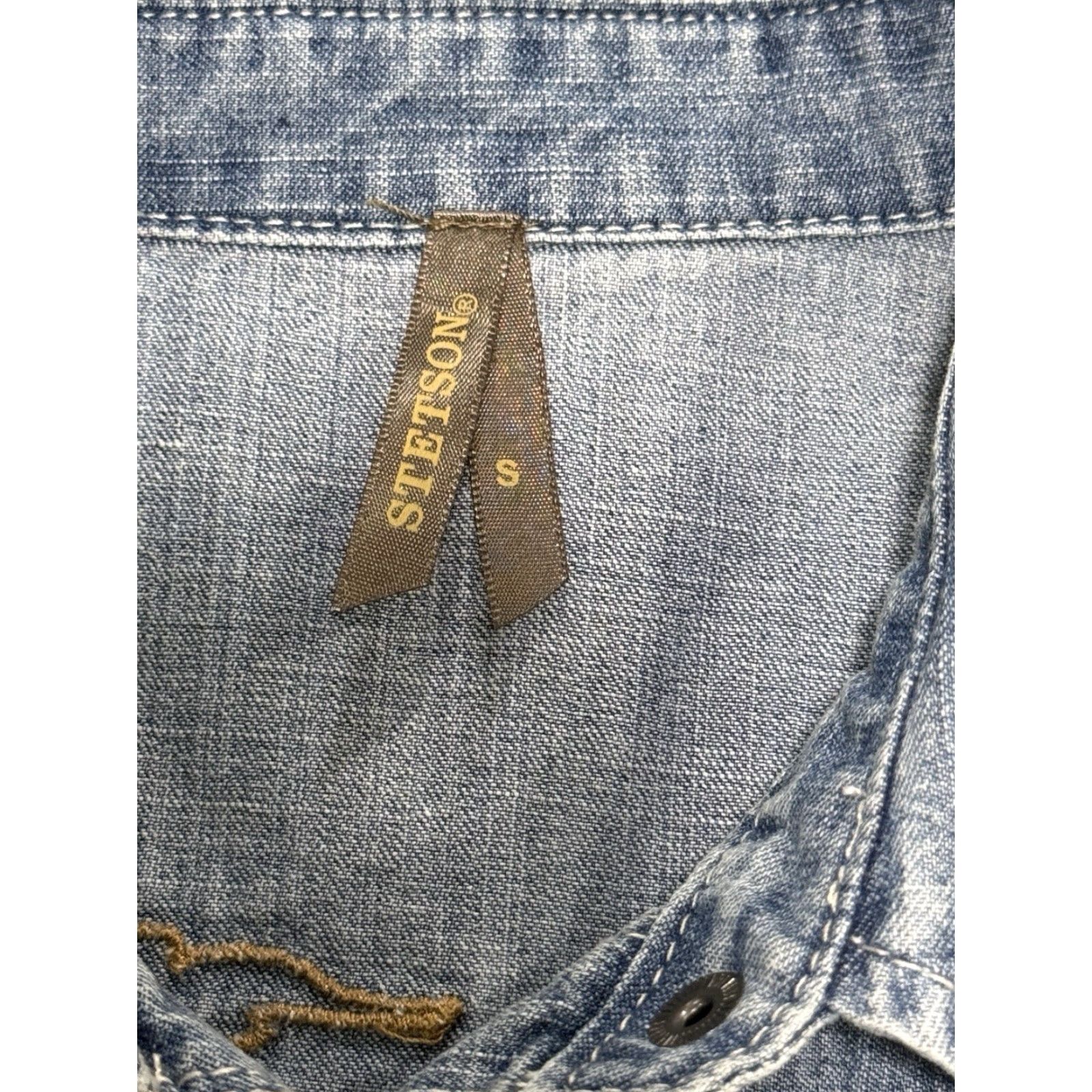 Stetson Stetson Denim Western Shirt Womens Small Blue Pearl Snap Embroidered Bronco Girl Size S / US 4 / IT 40 - 5 Thumbnail