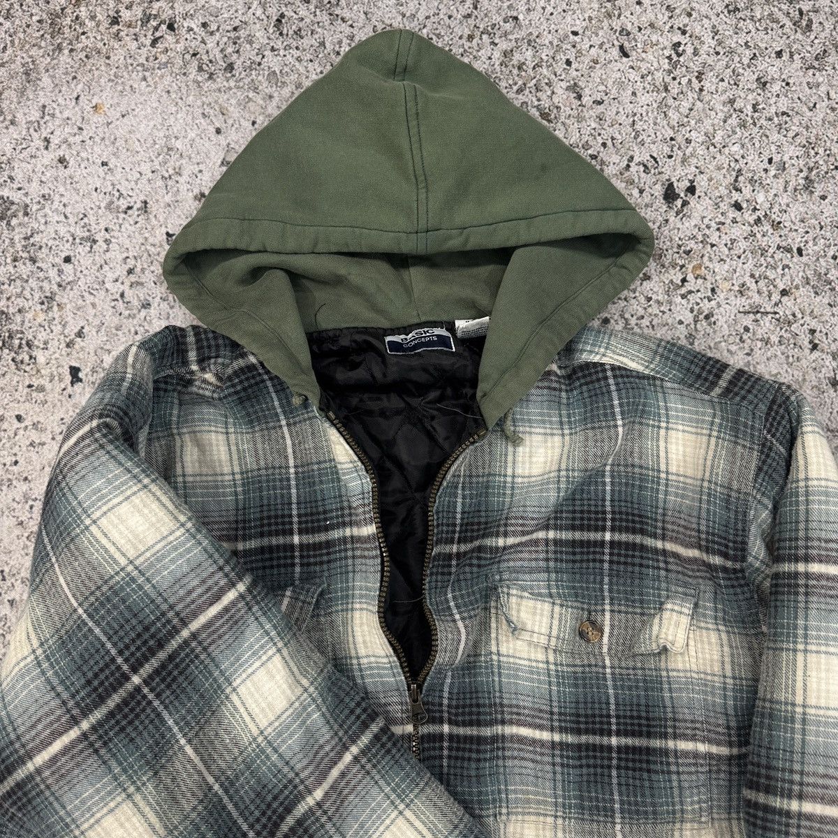 Vintage Thrashed Faded Distressed Zip Up Flannel Hoodie ERD Grunge Size US L / EU 52-54 / 3 - 3 Thumbnail