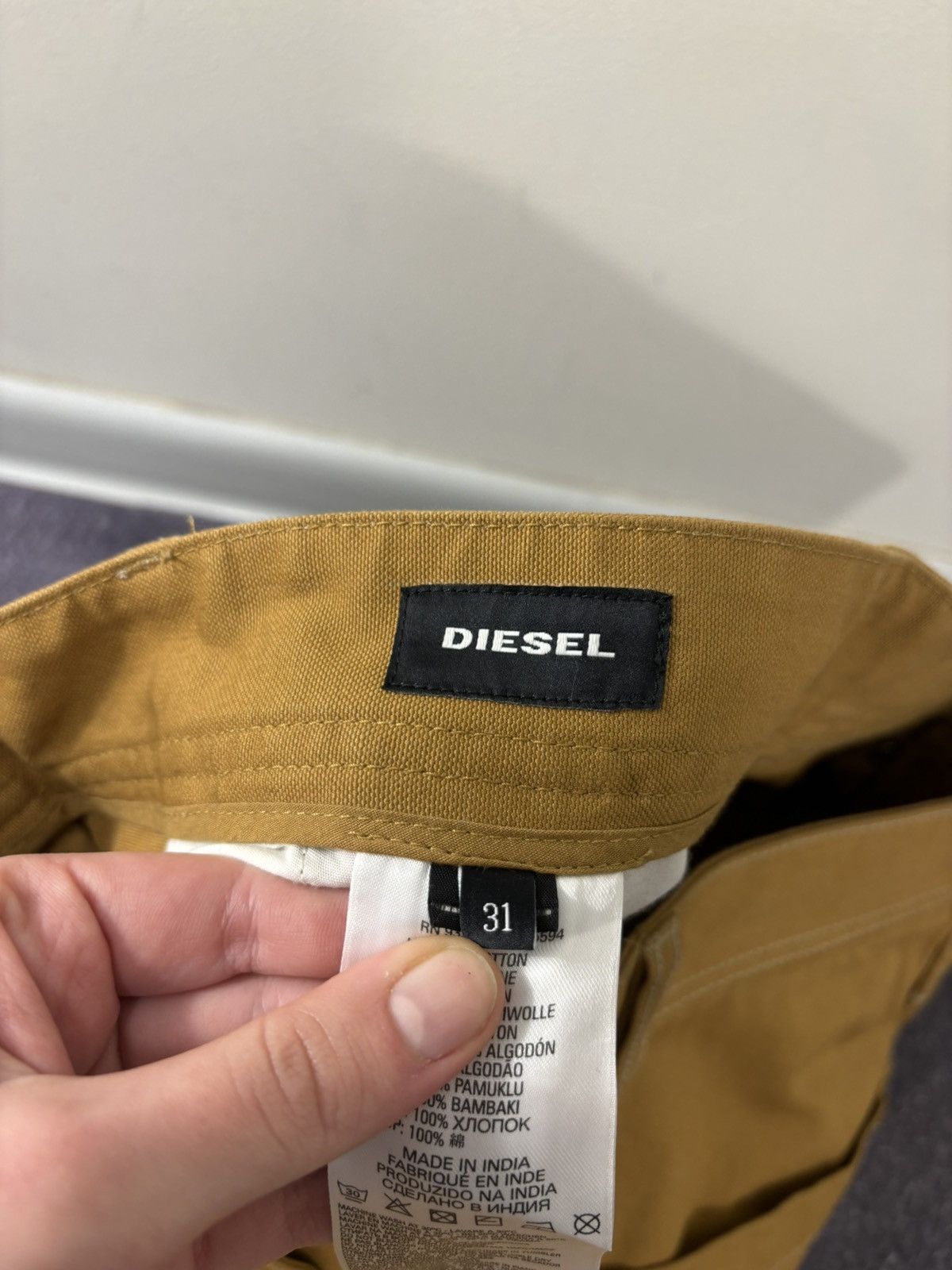 Diesel Diesel P-Frank NWT Buckle Back Men’s Mustard Dungaree Pants Size US 31 - 10 Thumbnail
