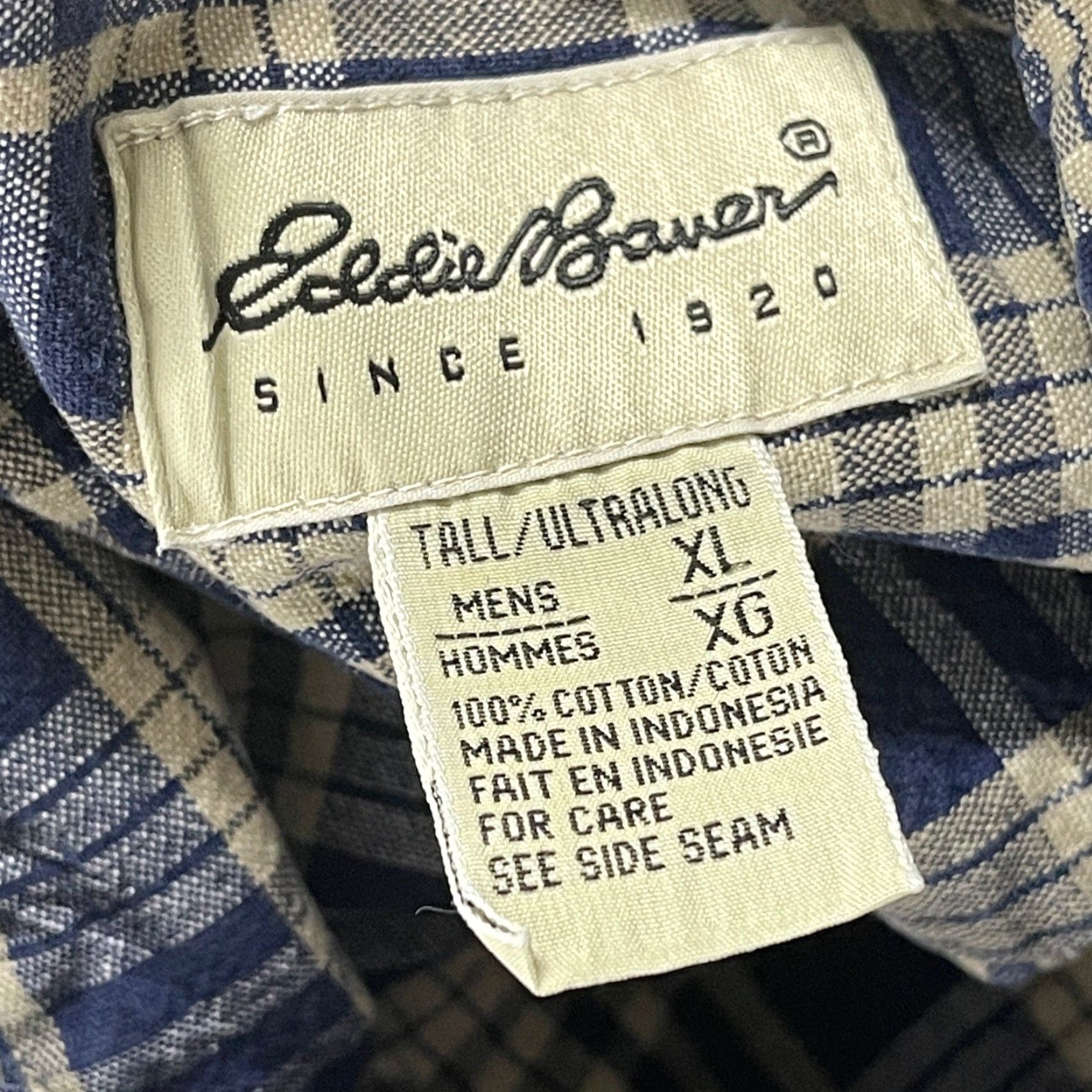 Eddie Bauer VINTAGE Eddie Bauer Button Up Shirt Mens XL Blue Plaid Long Sleeve Cotton FLAWed Size US XL / EU 56 / 4 - 6 Thumbnail