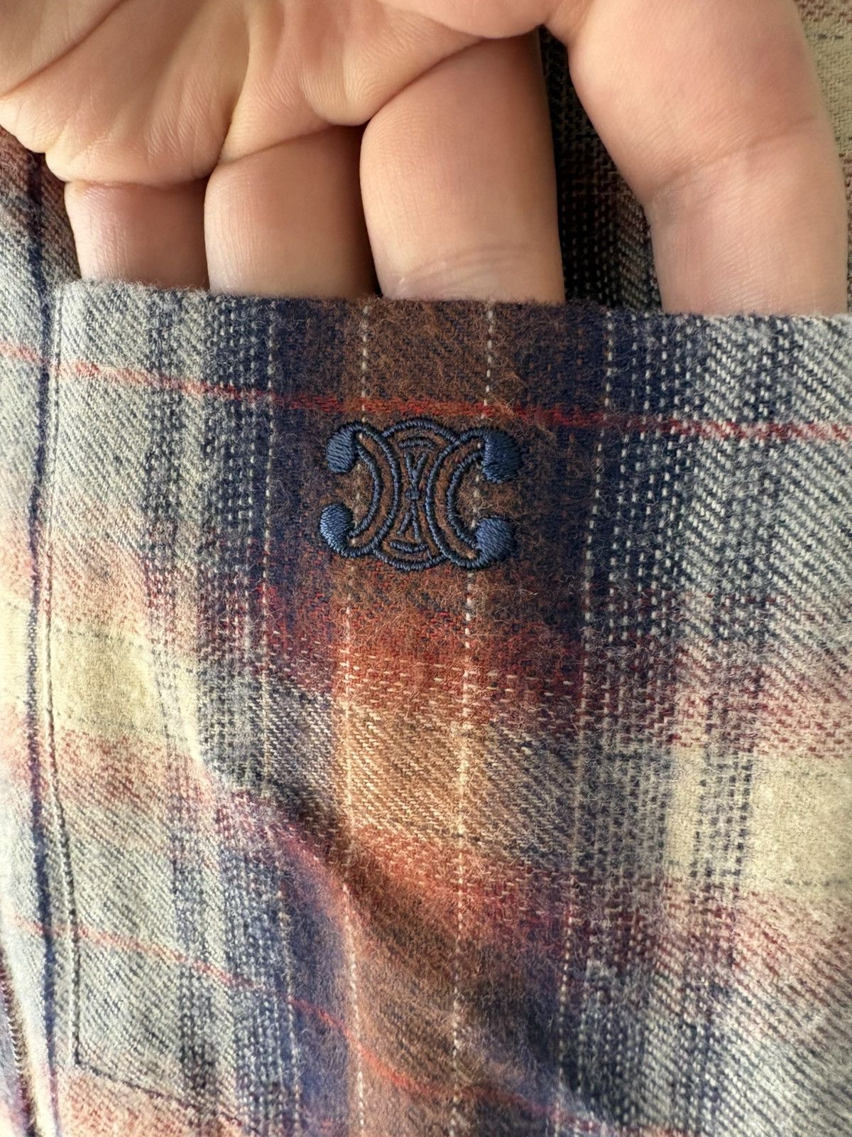 Celine Celine Vanilla, Navy, & Red Flannel Hedi Slimane Size US XL / EU 56 / 4 - 4 Thumbnail