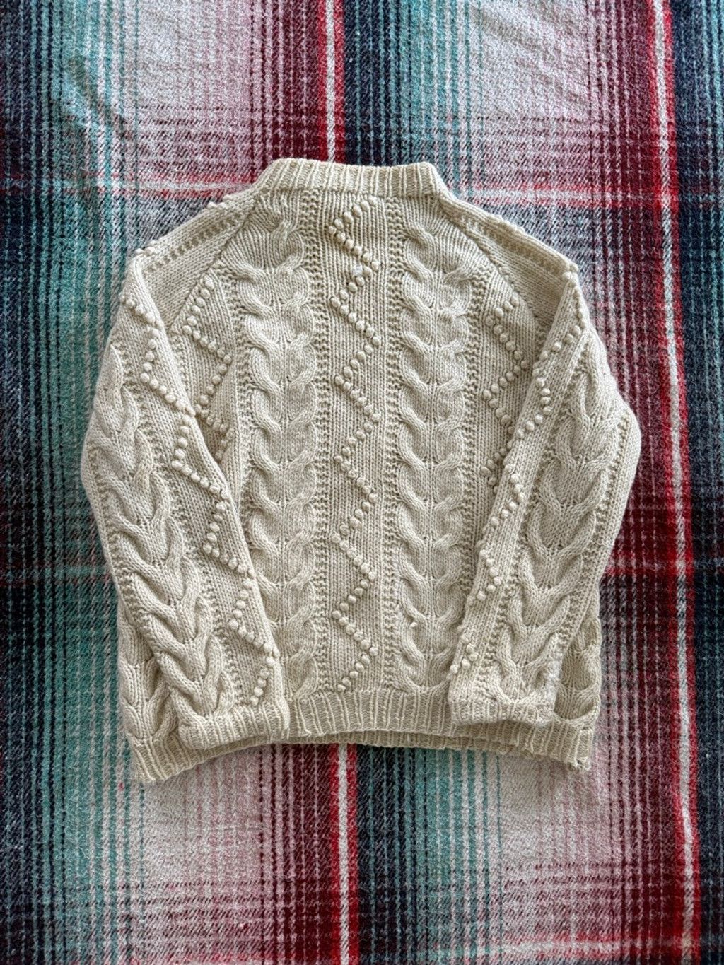 Vintage 70s Hand Knit Cable Suede Elbow Patch Fisherman Sweater L Size US L / EU 52-54 / 3 - 3 Thumbnail