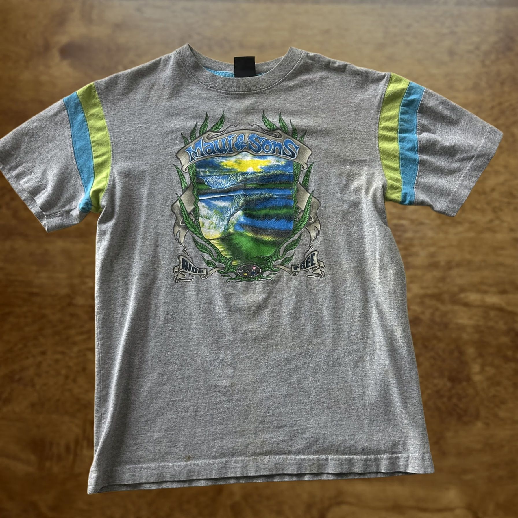 Vintage Maui and Sons Surf T-Shirt Mens Medium Gray Ride Free Graphic Tee Shirt Size US M / EU 48-50 / 2 - 1 Thumbnail
