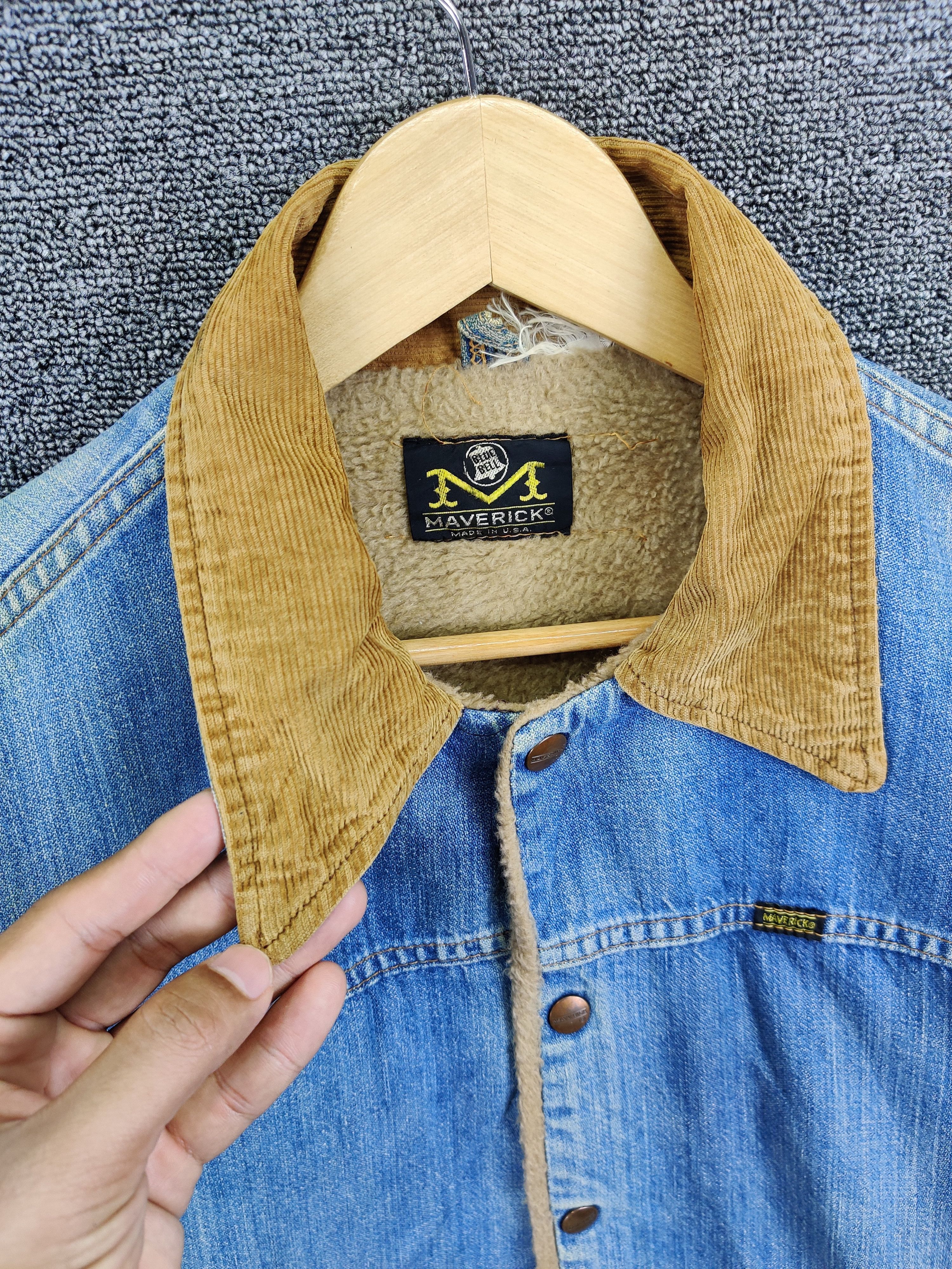 Vintage Maverick Distressed Sherpa Denim Jacket Corduroy Collar Size US M / EU 48-50 / 2 - 8 Thumbnail