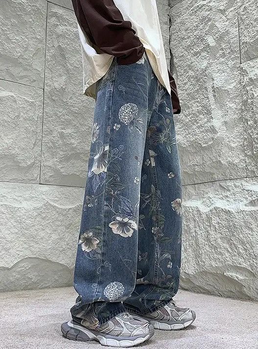 Fashion Floral Printed Jeans