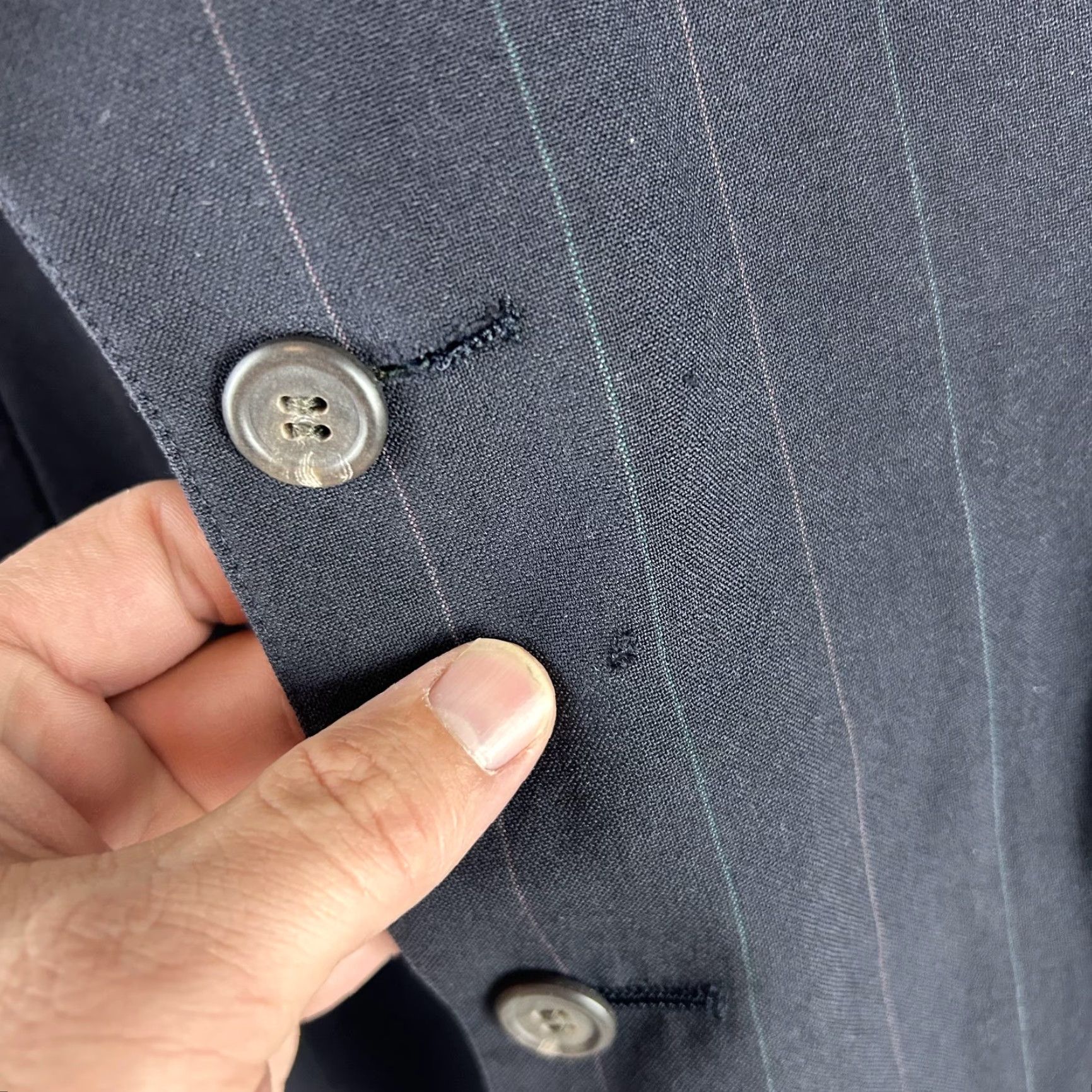 Ralph Lauren VINTAGE Ralph Lauren Polo University Club Suit Jacket Mens 42 Blue Pinstripe Wool 90s Two-Button Notch Lapel Singles Front Button Size US XL / EU 56 / 4 - 7 Thumbnail