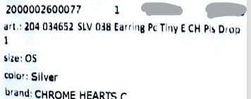 Chrome Hearts CHROME HEARTS Tiny E Silver Diamond Earring Size ONE SIZE - 9 Thumbnail