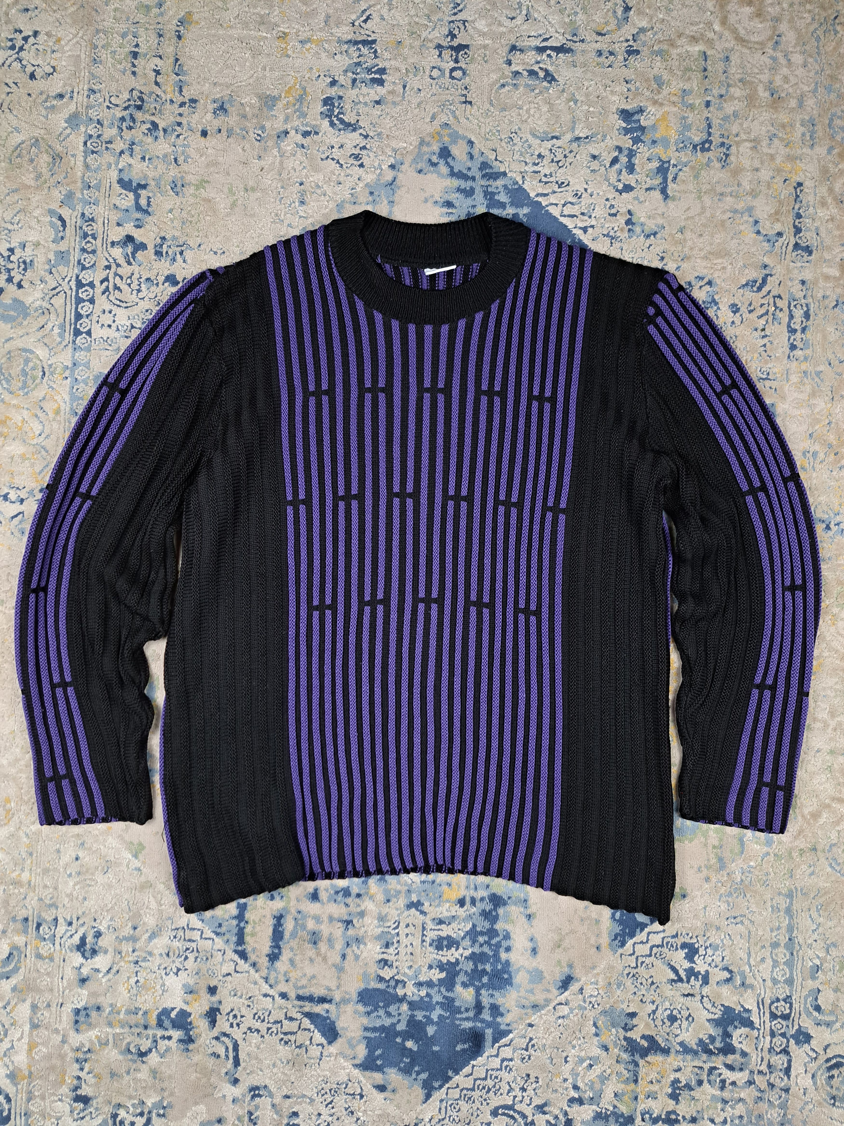 Japanese Brand Crazy Vintage y2k Purple Ribbed Knit Sweater Techno Size US L / EU 52-54 / 3 - 1 Thumbnail