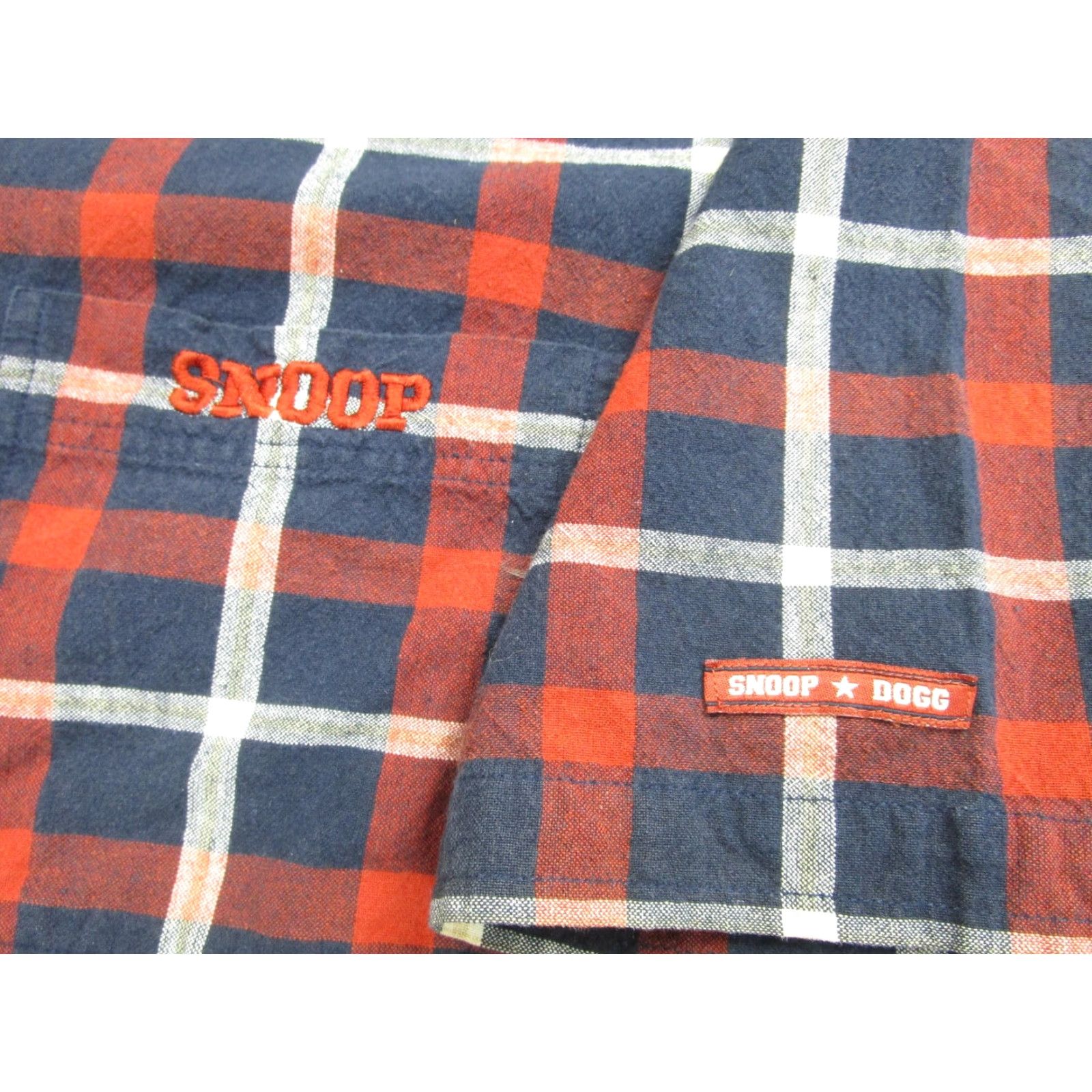 Vintage Snoop Dogg Shirt Mens 2XB Plaid Button Up Cotton Short Sleeve Embroidered SNOOP DOGG Navy Red Size US XXL / EU 58 / 5 - 4 Thumbnail