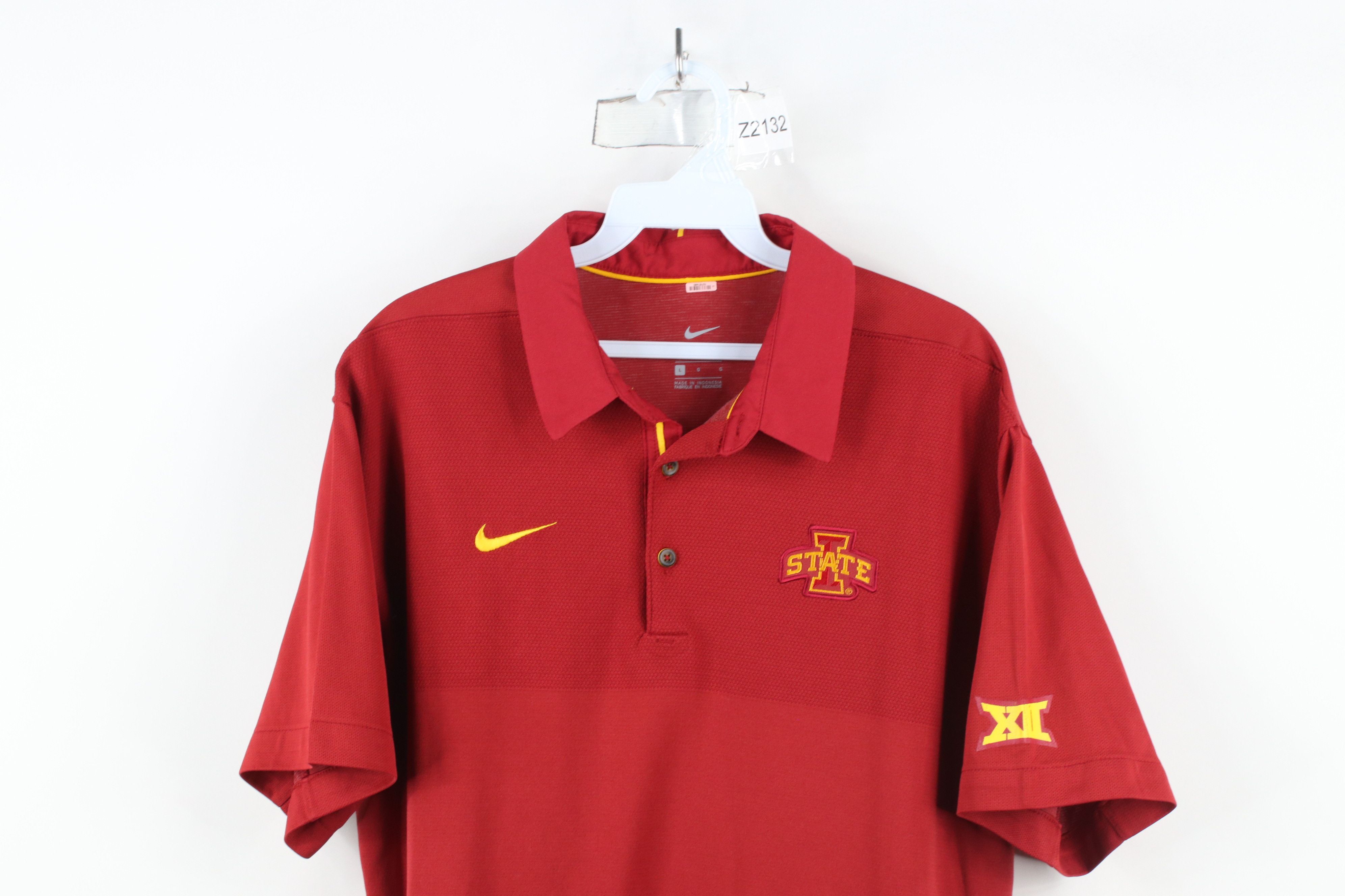 Nike × Vintage Nike Iowa State University Collared Golf Polo Shirt Red Size US L / EU 52-54 / 3 - 2 Thumbnail