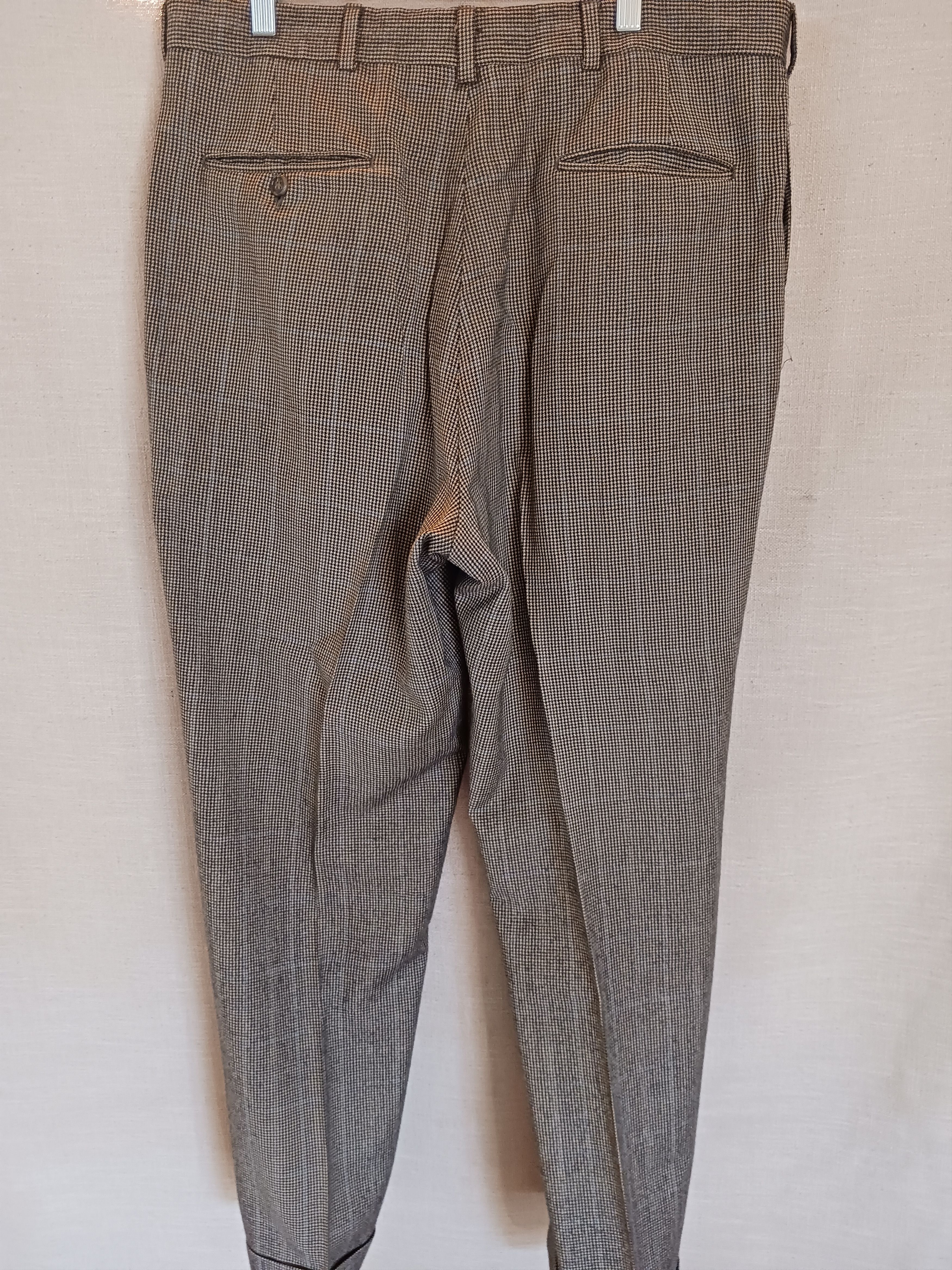 Austin Reed Vintage 90s100% Wool Houndstooth Wide Leg Pleated Pants 0s Size US 34 / EU 50 - 2 Thumbnail