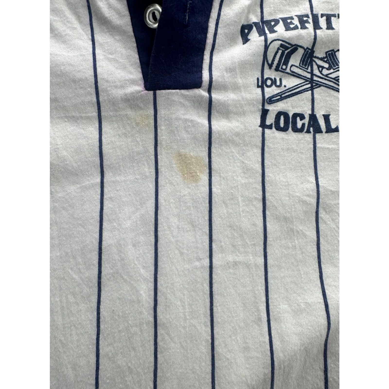 Other Pipefitters Local 562 Shirt Mens Large White Pinstripe Henley Raglan 3/4 Sleeve Size US L / EU 52-54 / 3 - 3 Thumbnail