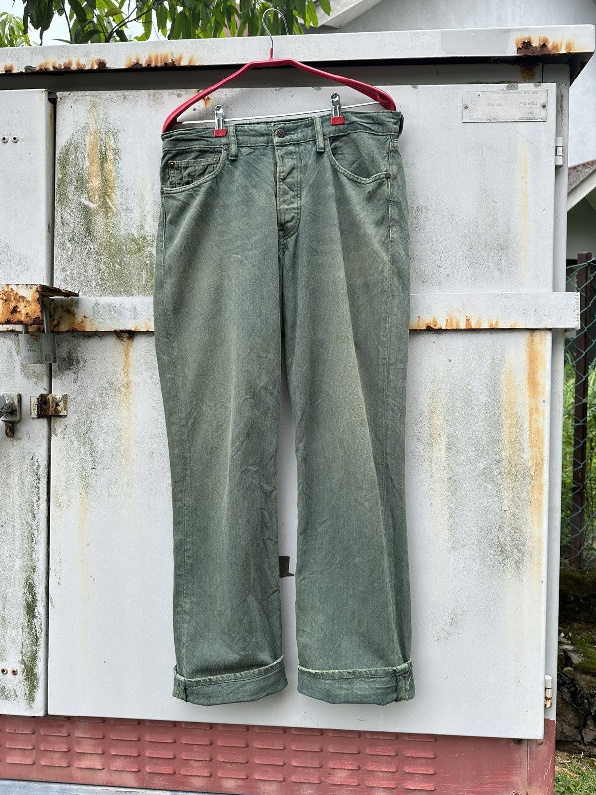 Ralph Lauren THRASHED Vintage RALPH LAURENT Faded Green Baggy Jeans Size US 32 / EU 48 - 10 Thumbnail