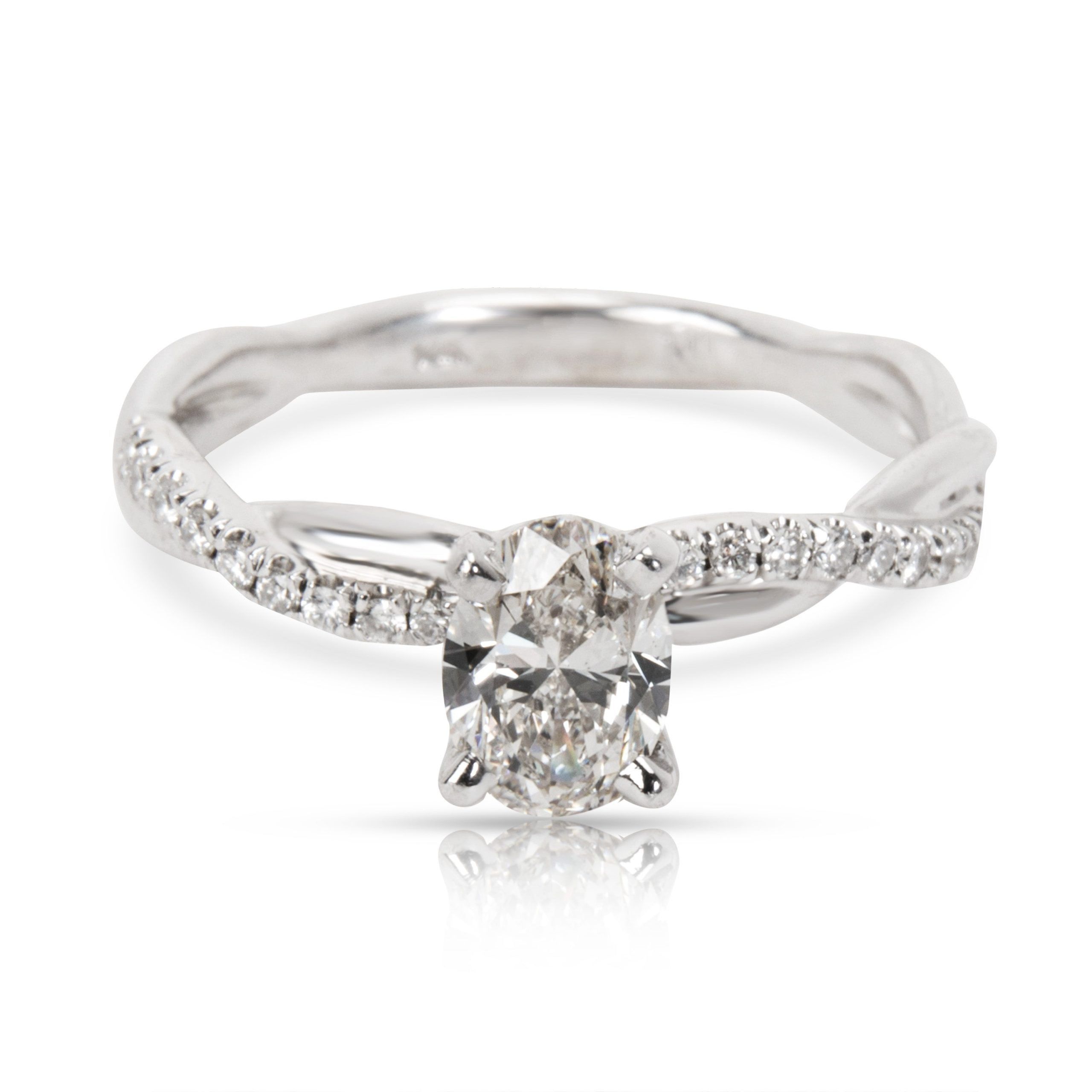 Blue Nile Oval Diamond Engagement Ring in 14K White Gold GIA I VS2 0.6 CTW
