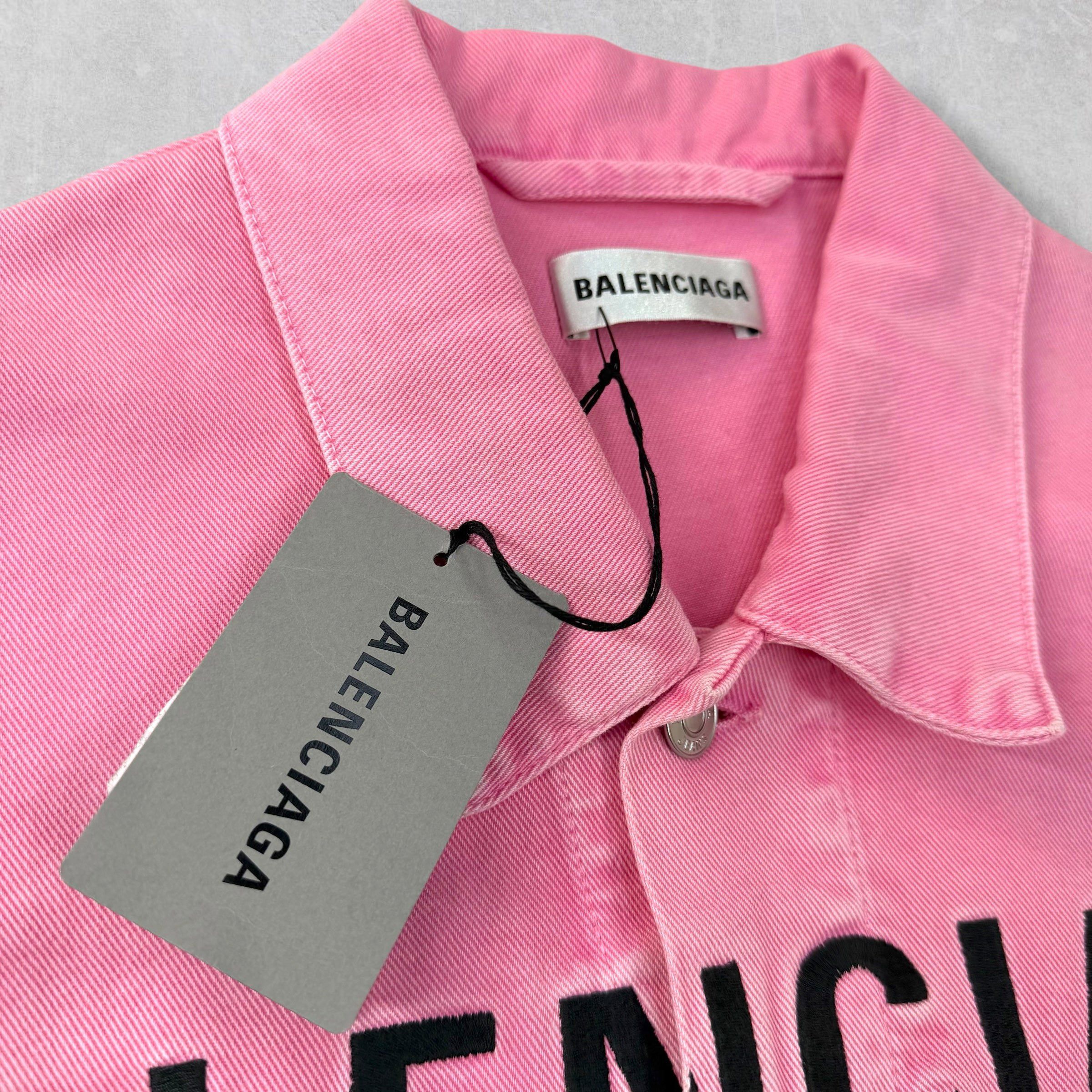 Balenciaga Balenciaga Embroidered Logo Pink Denim Jacket 34 (M) Size US M / EU 48-50 / 2 - 4 Thumbnail