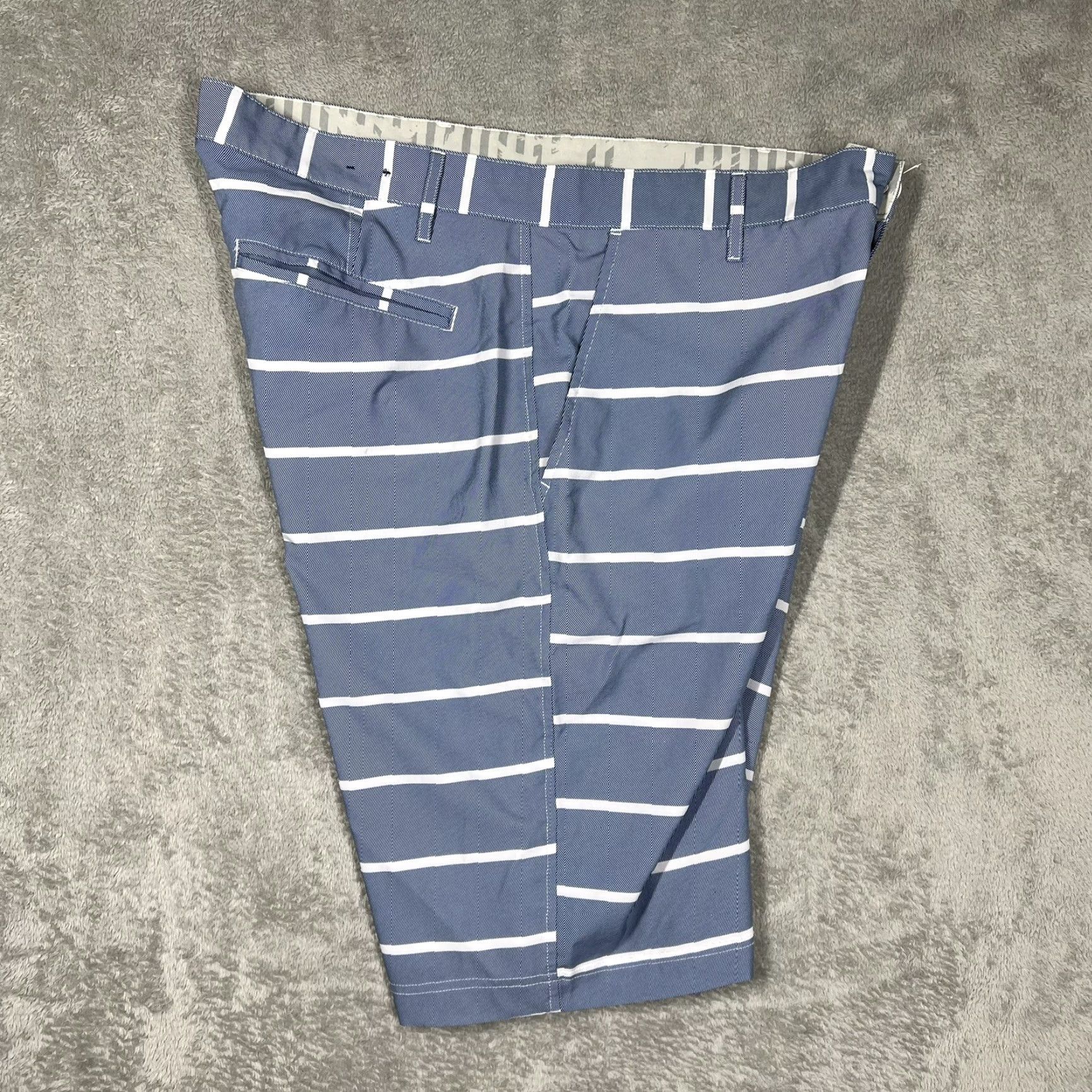 Vintage American Rag Cie Surf & City Hybrid Board Shorts Men 34 Blue White Striped Bermuda Pockets Casual Light Polyester Spandex Size US 36 / EU 52 - 7 Thumbnail