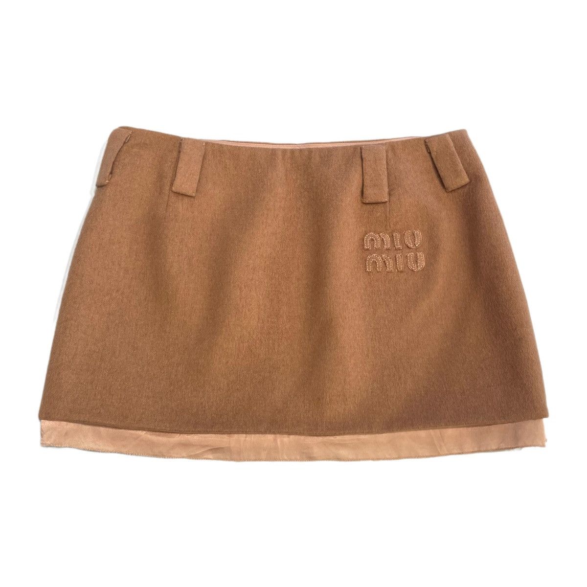 Miu Miu MIU MIU Logo Embroidered Low-rise Mini Skirt K26WX Size 25" / US 0 / IT 36 - 1 Thumbnail