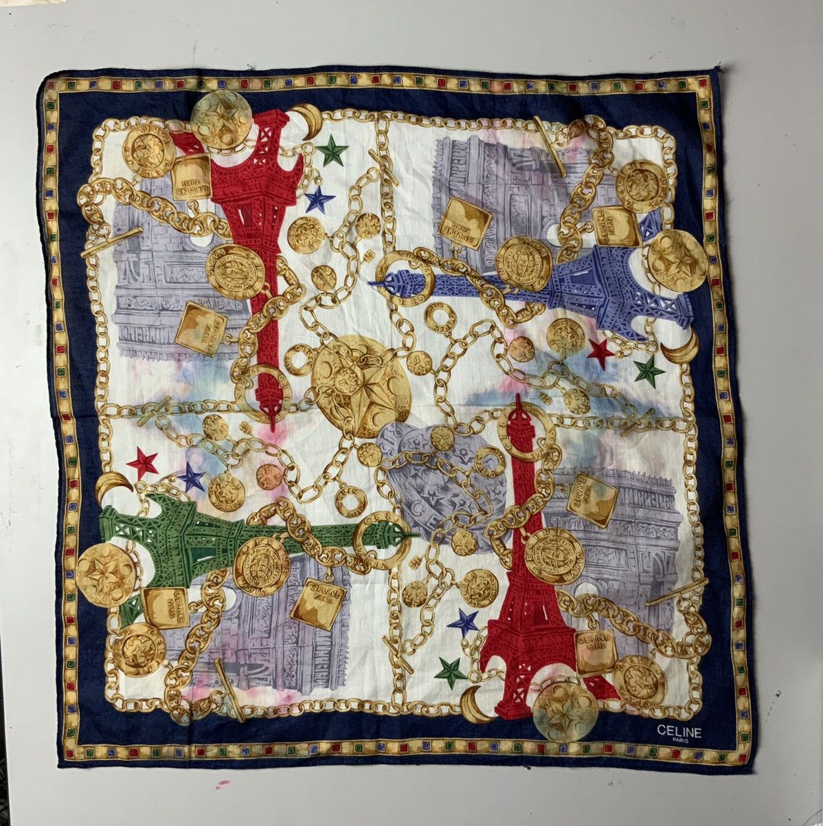 Celine Vintage Celine Paris Monogram Fade Bandana Handkercheif Size ONE SIZE - 4 Thumbnail