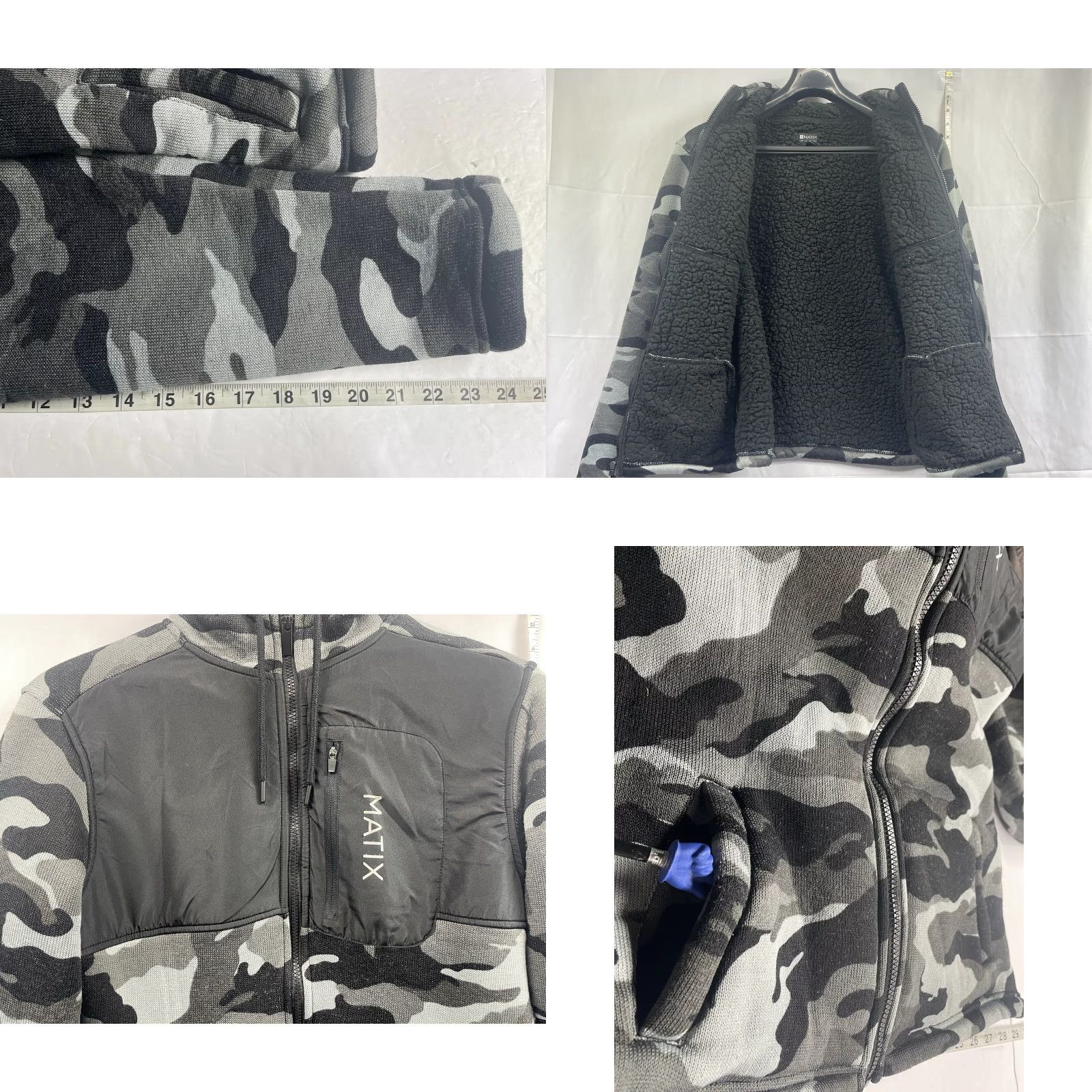 Vintage Matix Jacket Zip Up Hooded Sherpa Lining Size Small Gray Camouflage See Pics Mens Jacket Size US S / EU 44-46 / 1 - 8 Thumbnail