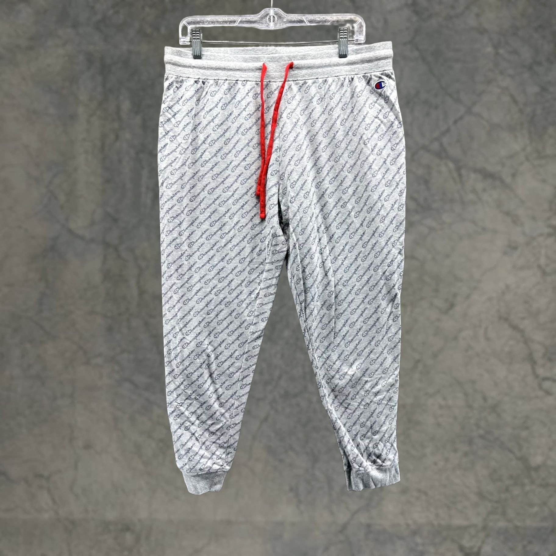Champion Champion Jogger Pants Mens Large Gray Knit Allover Logo Athletic Sweatpants Size US 33 - 1 Thumbnail