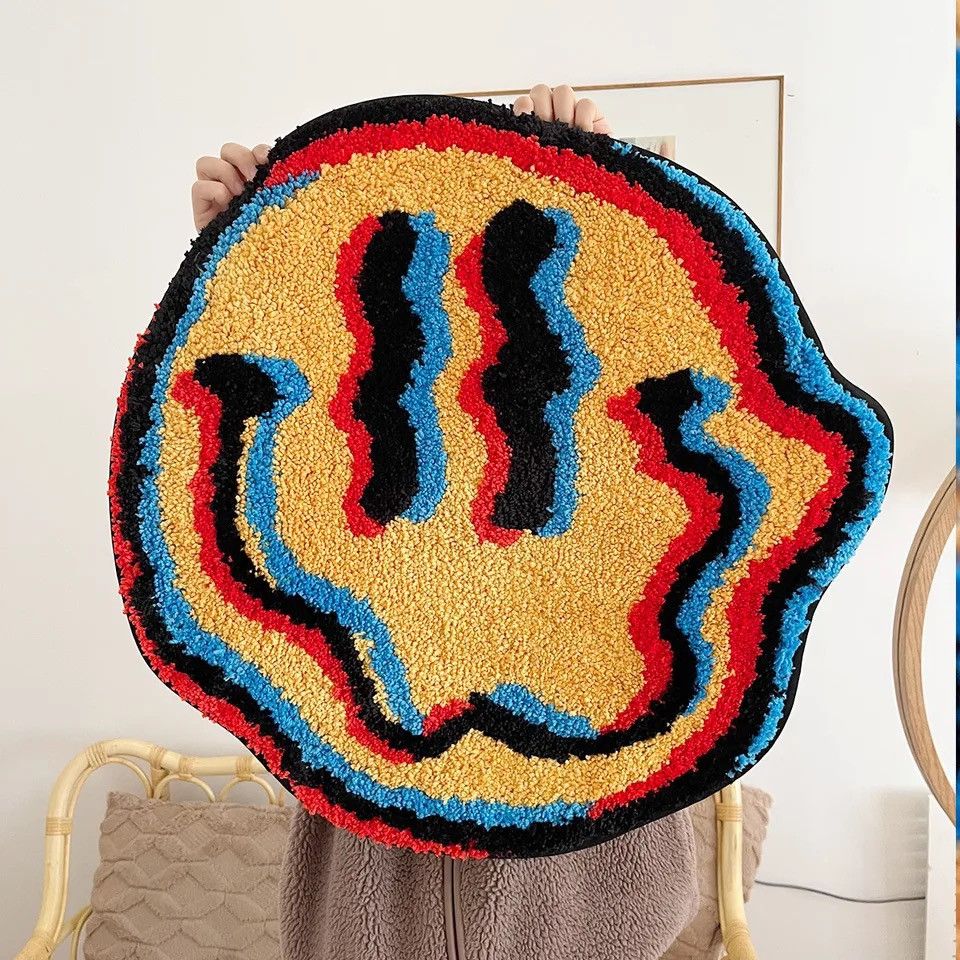 Designer × Japanese Brand Smiling Tufted Rug for Bedroom Home Decor Carpet Custom Size ONE SIZE - 6 Thumbnail