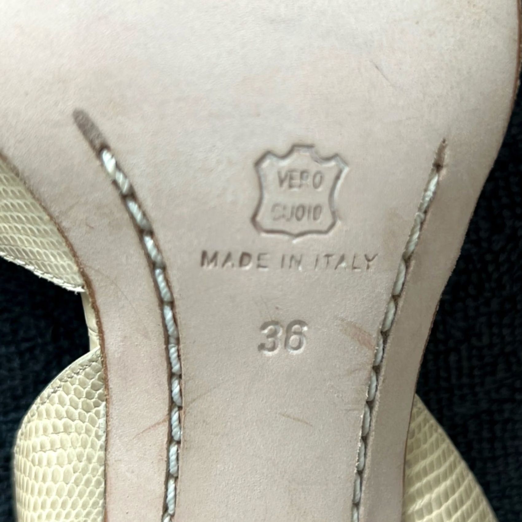 Vintage Rickard Shah Women Sandal Beige With High Heel 36M Exotic Made in Italy Pump Leather Cream Women 6 Size US 6 / IT 36 - 7 Thumbnail