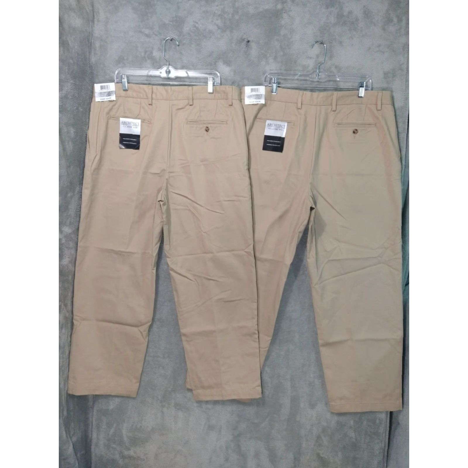 Architect Architect Mens 38x29 Beige Chino Pants Classic Fit Wrinkle Resistant 2 Pack Casual Workwear Slim Straight Pocket City Preppy Mens Size US 38 / EU 54 - 2 Thumbnail