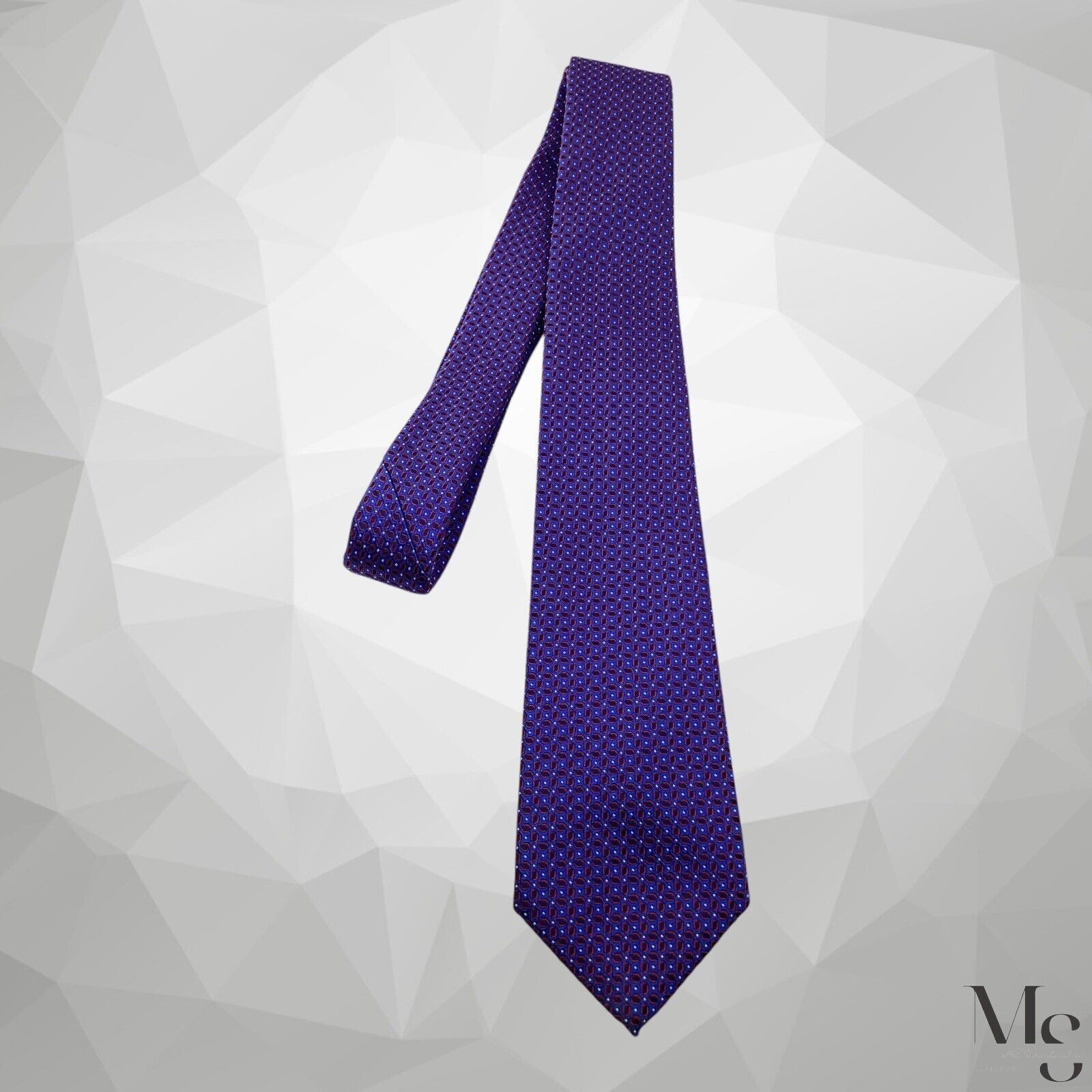 Canali CANALI 1934 Blue Geometric Silk Tie Made In Italy 59”- 3" EX Size ONE SIZE - 6 Thumbnail