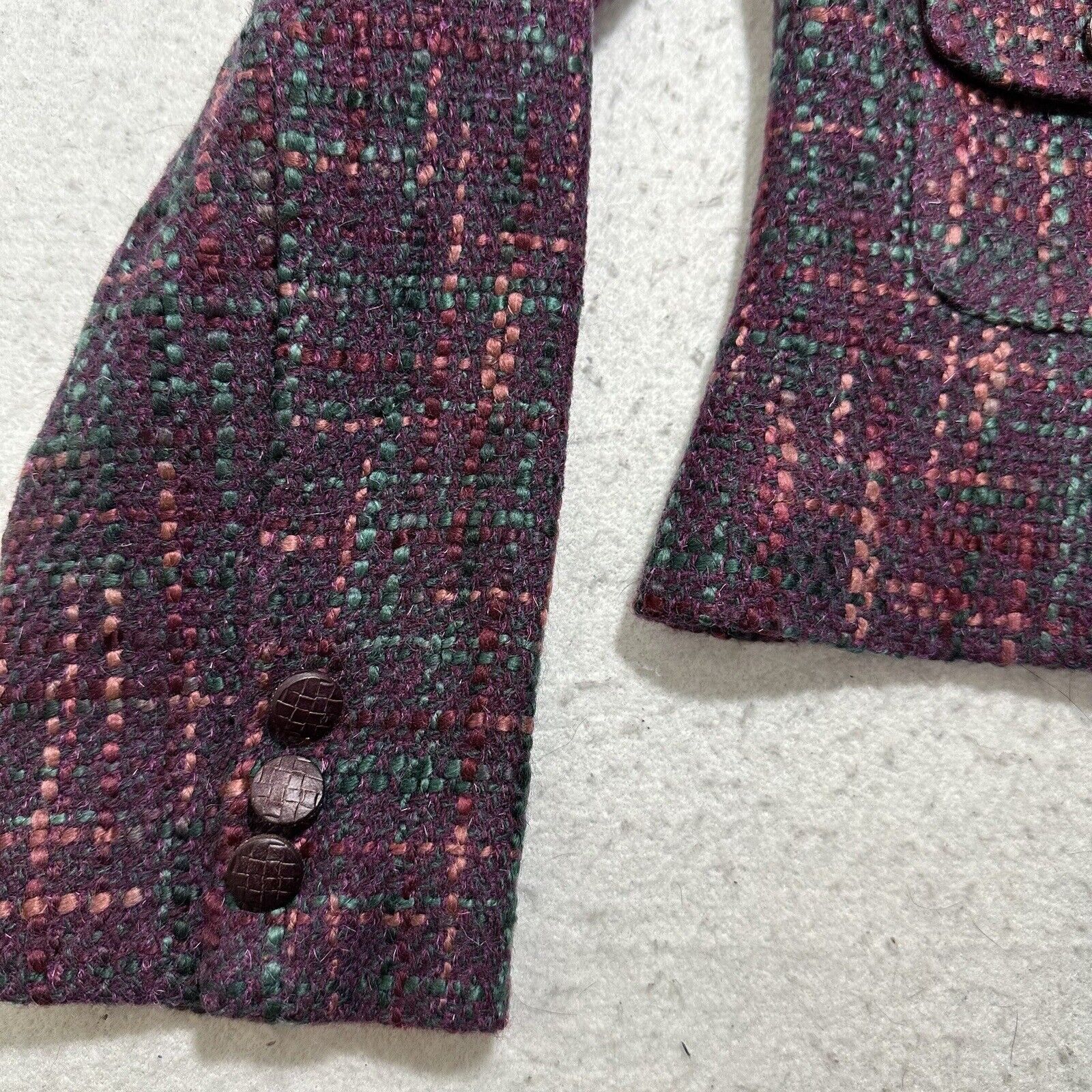 Other Kate Hill 6 Wool Blazer Purple Wooden Button Front Flower Size M / US 6-8 / IT 42-44 - 8 Thumbnail