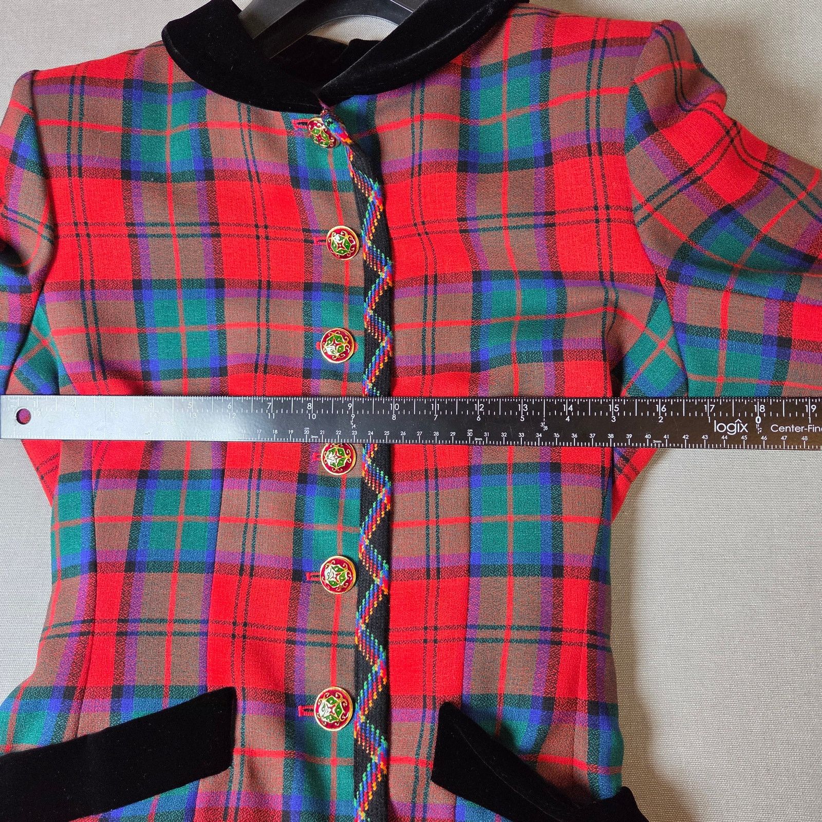 Yves Saint Laurent Yves Saint Laurent Rive Gauche 1994 Tartan Velvet Jacket Size S / US 4 / IT 40 - 18 Thumbnail