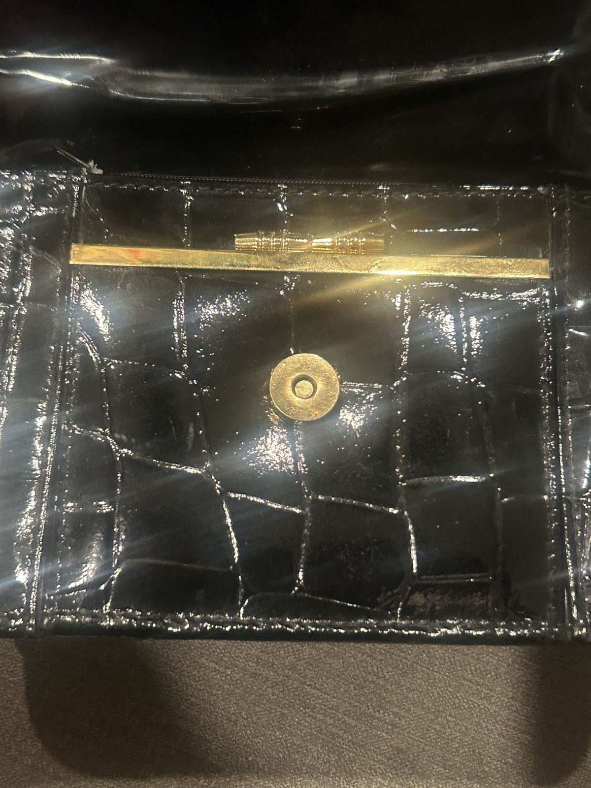Versace Gianni Versace Medusa Patent Croc Embossed Clutch Size ONE SIZE - 17 Thumbnail