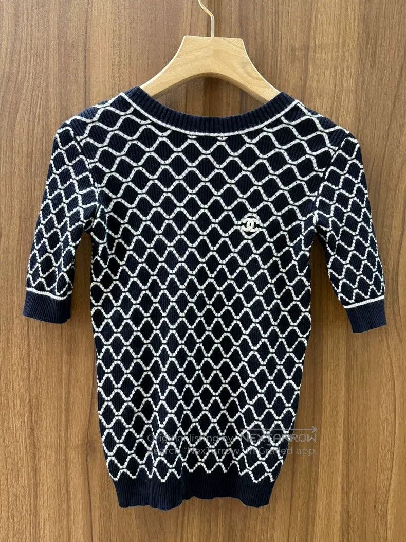 Chanel Chanel Black and white diamond knitted short sleeves Size XXS / US 00 / IT 34 - 1 Thumbnail
