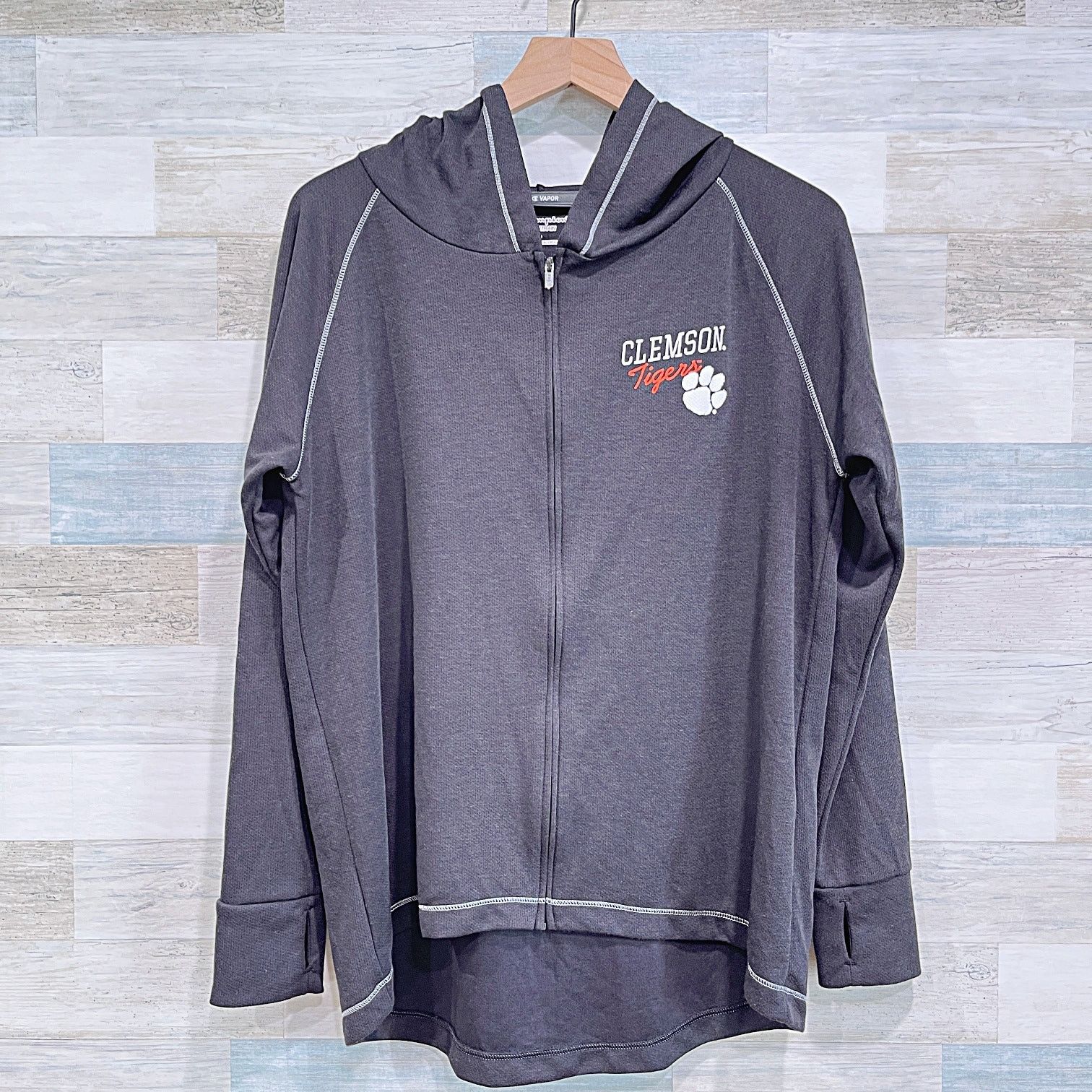 Champion Clemson Tigers Champion Full Zip Hoodie Gray Womens Large Size L / US 10 / IT 46 - 1 Thumbnail