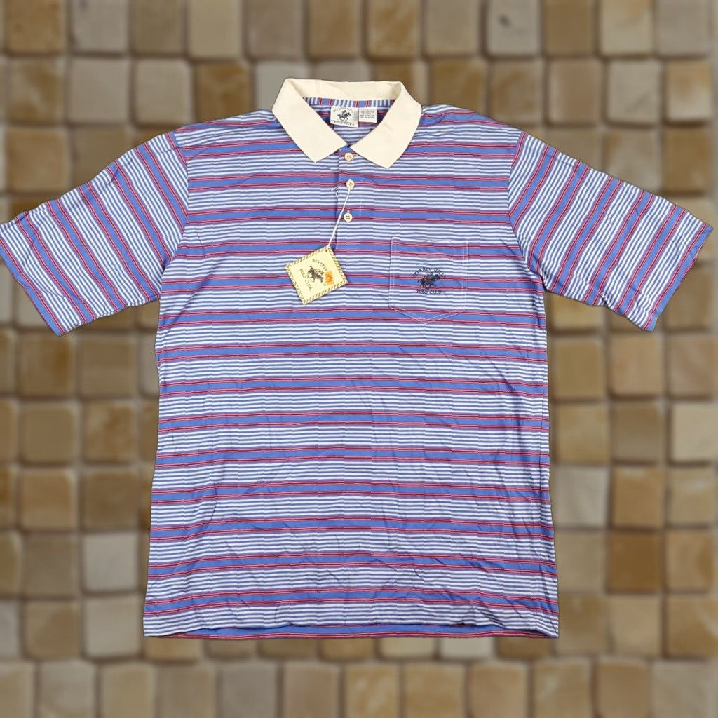 Beverly Hills Polo Club VINTAGE Beverly Hills Polo Club Polo Shirt Men L Striped Grunge Skater Preppy 90s Beachddk? Size US L / EU 52-54 / 3 - 1 Thumbnail